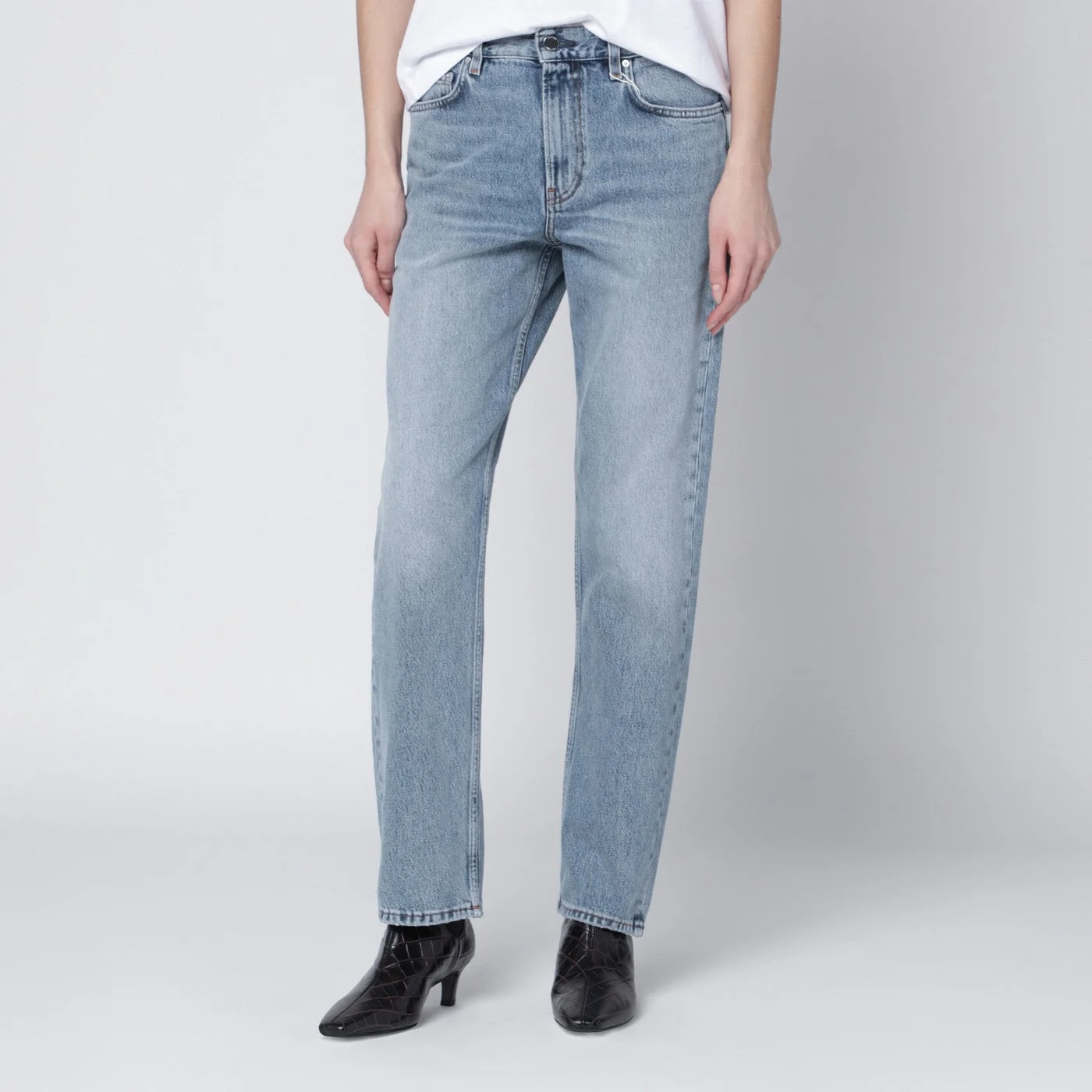 Washed-effect jeans in organic denim - 1
