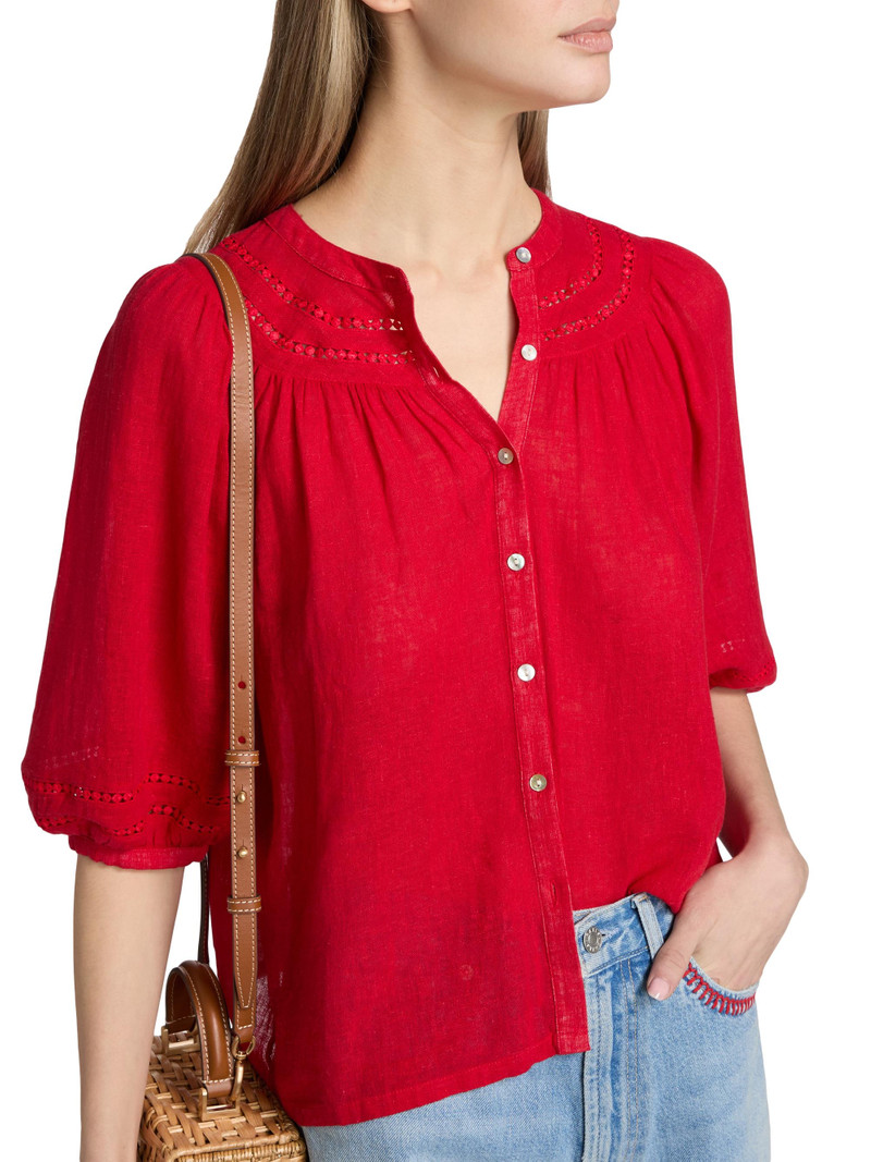 Women's Theia Linen-Blend Top - Tomato 6
