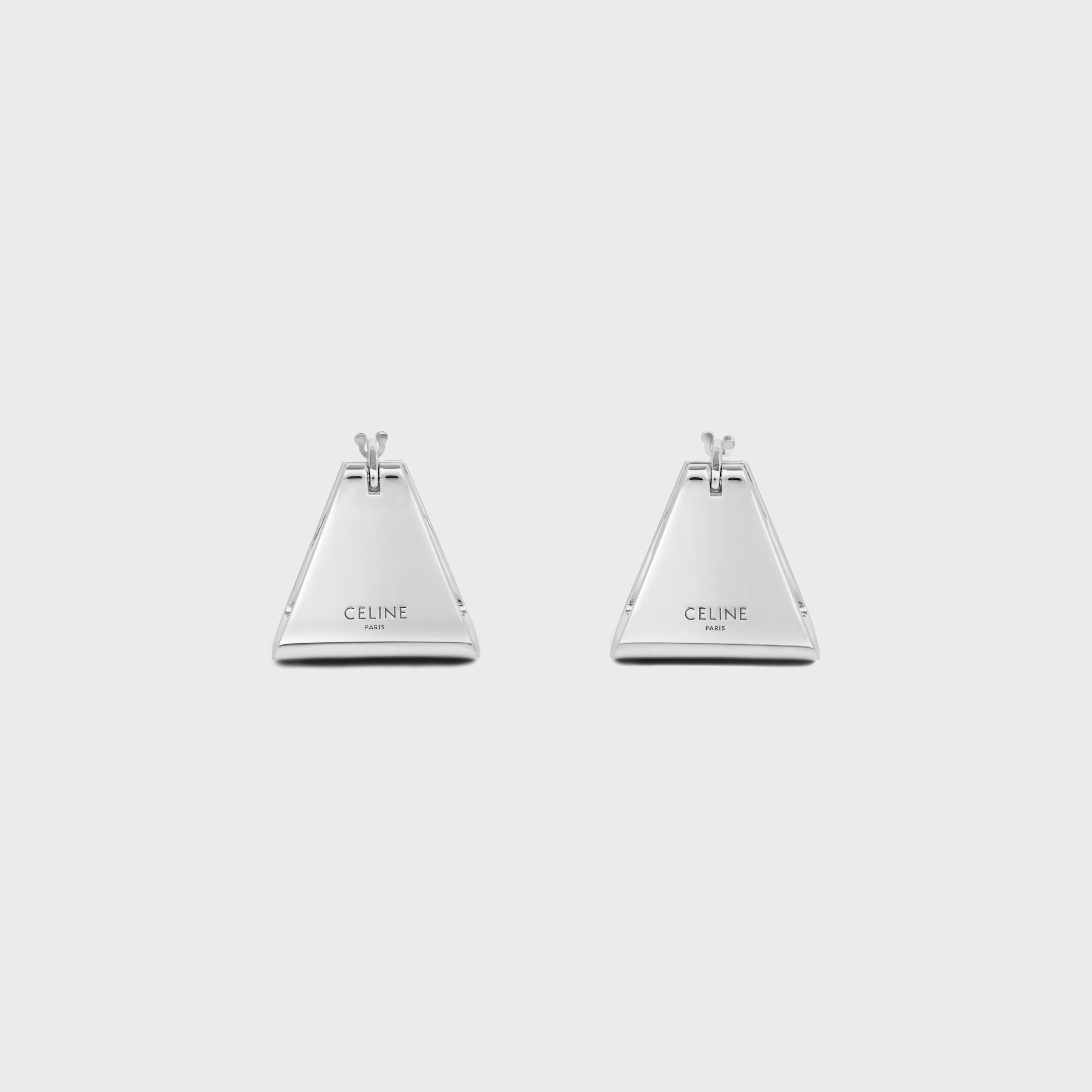 Formes Abstraites Pyramid Hoops in Brass with Rhodium Finish - 3
