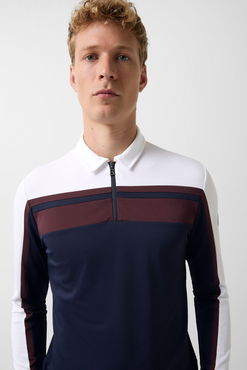 Gernot polo long-sleeved top in Navy blue/white 4