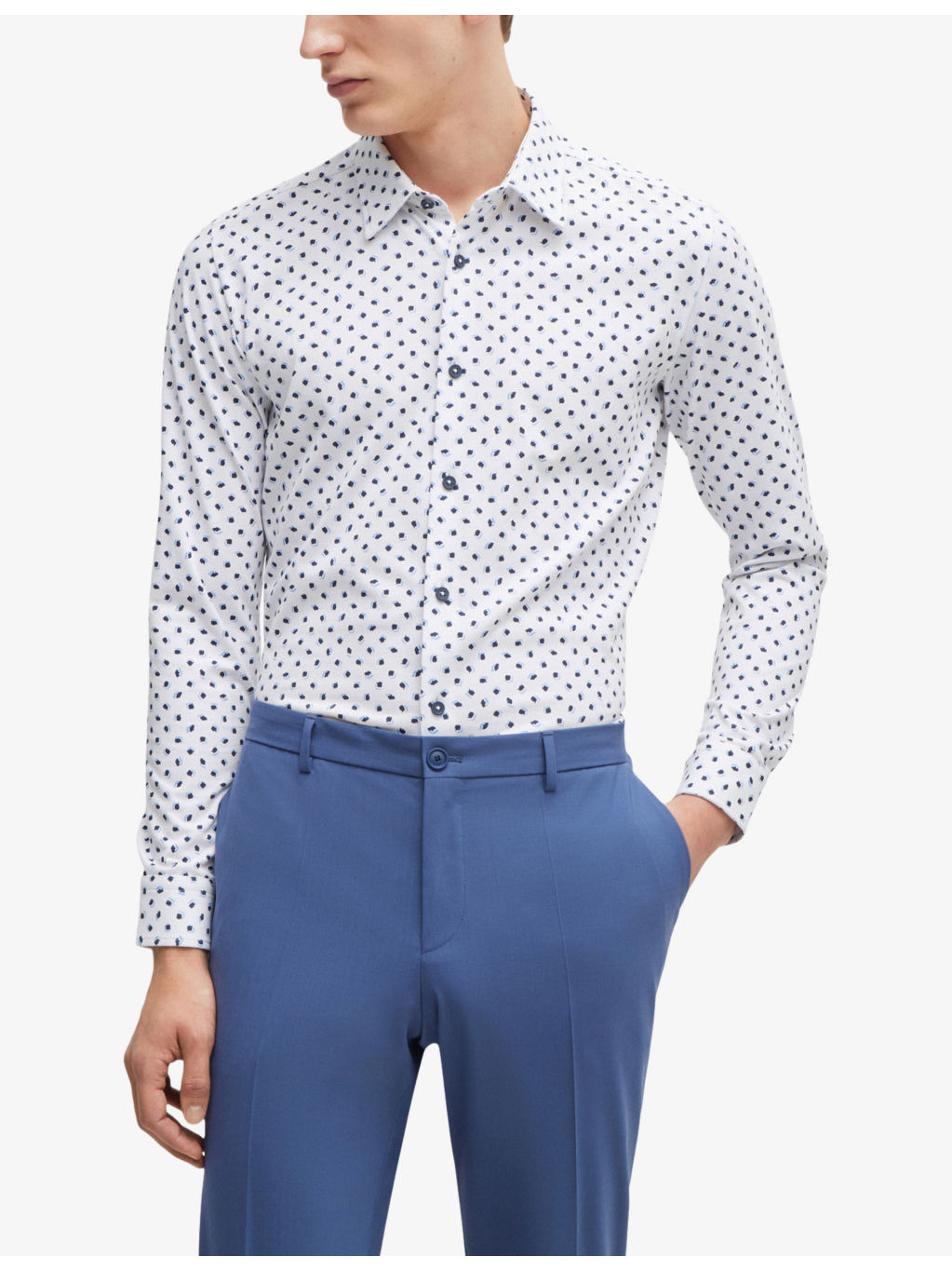 Graphic-print slim-fit cotton-blend shirt - 3