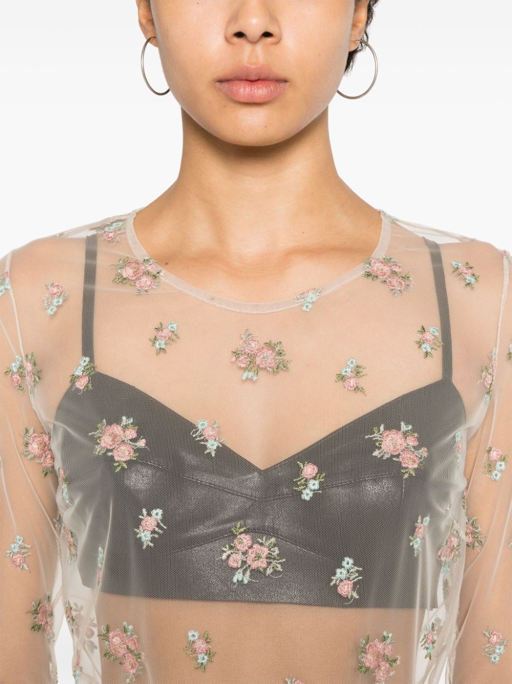 floral-embroidered blouse - 5