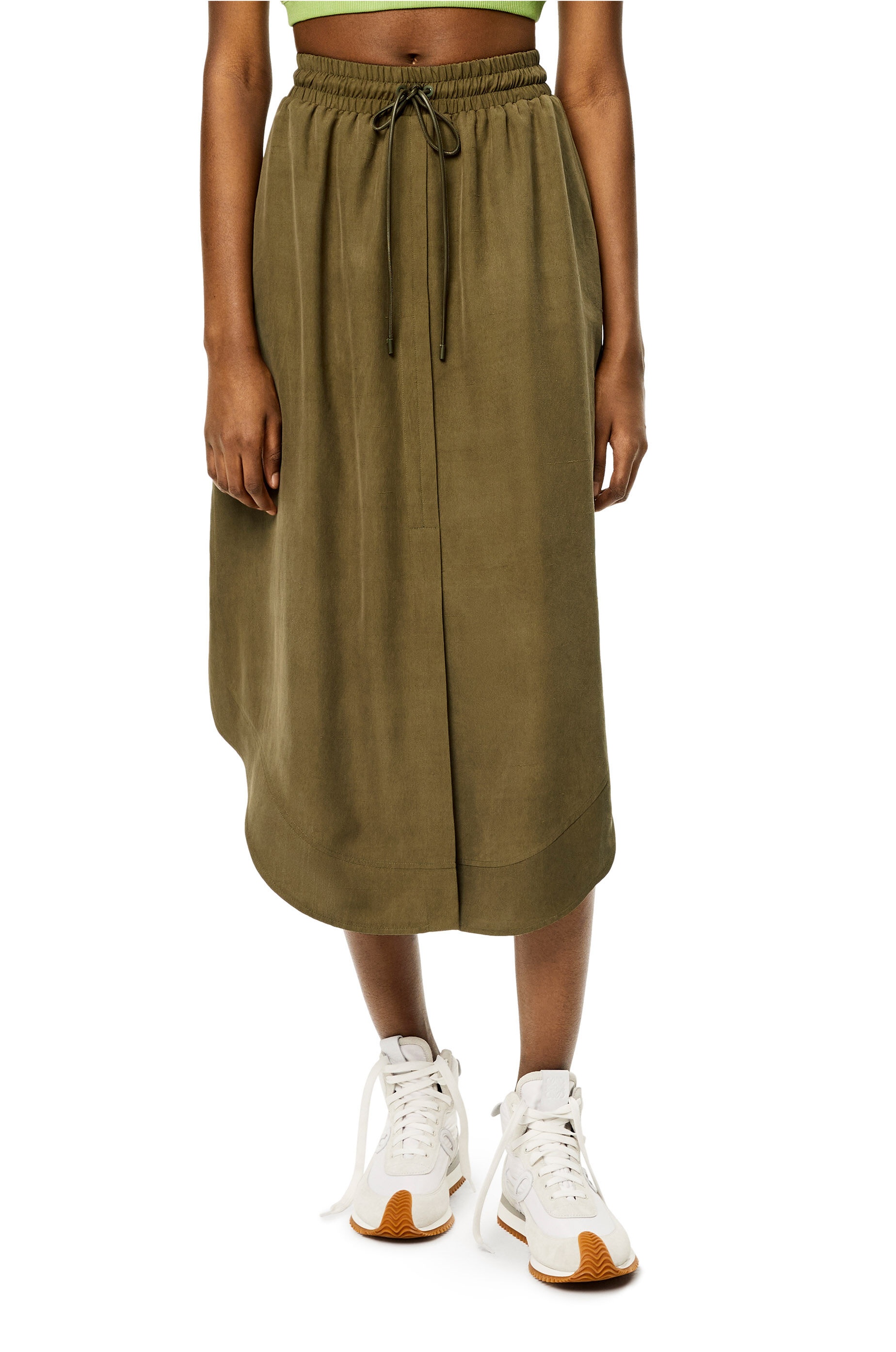 Elasticated midi skirt in silk - 3