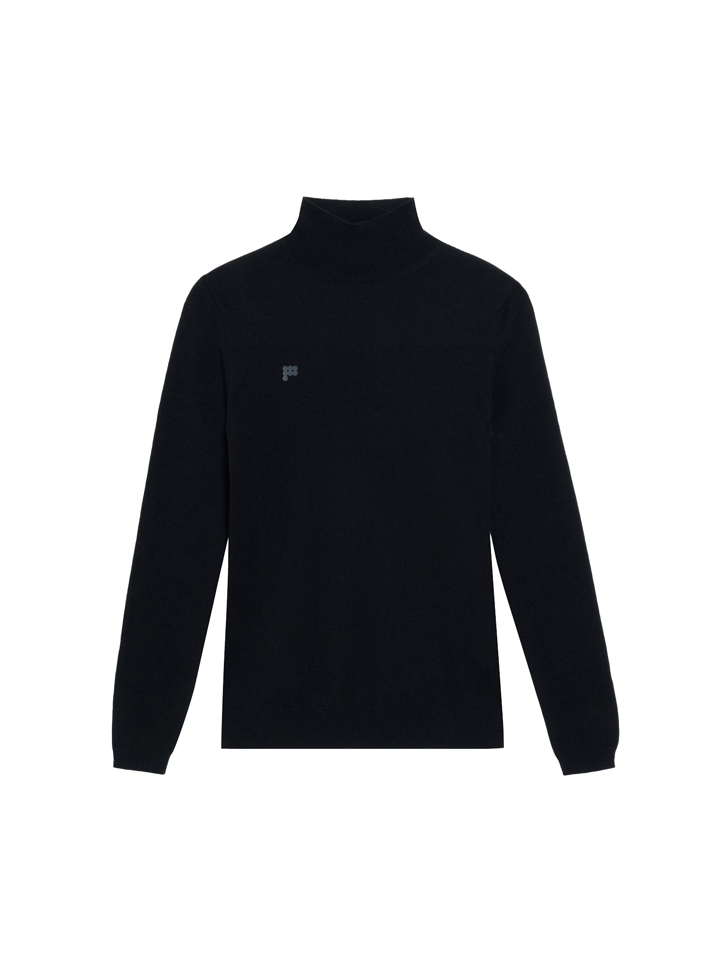 Women's Recycled Cashmere Fitted Turtleneck Top - Black - 2