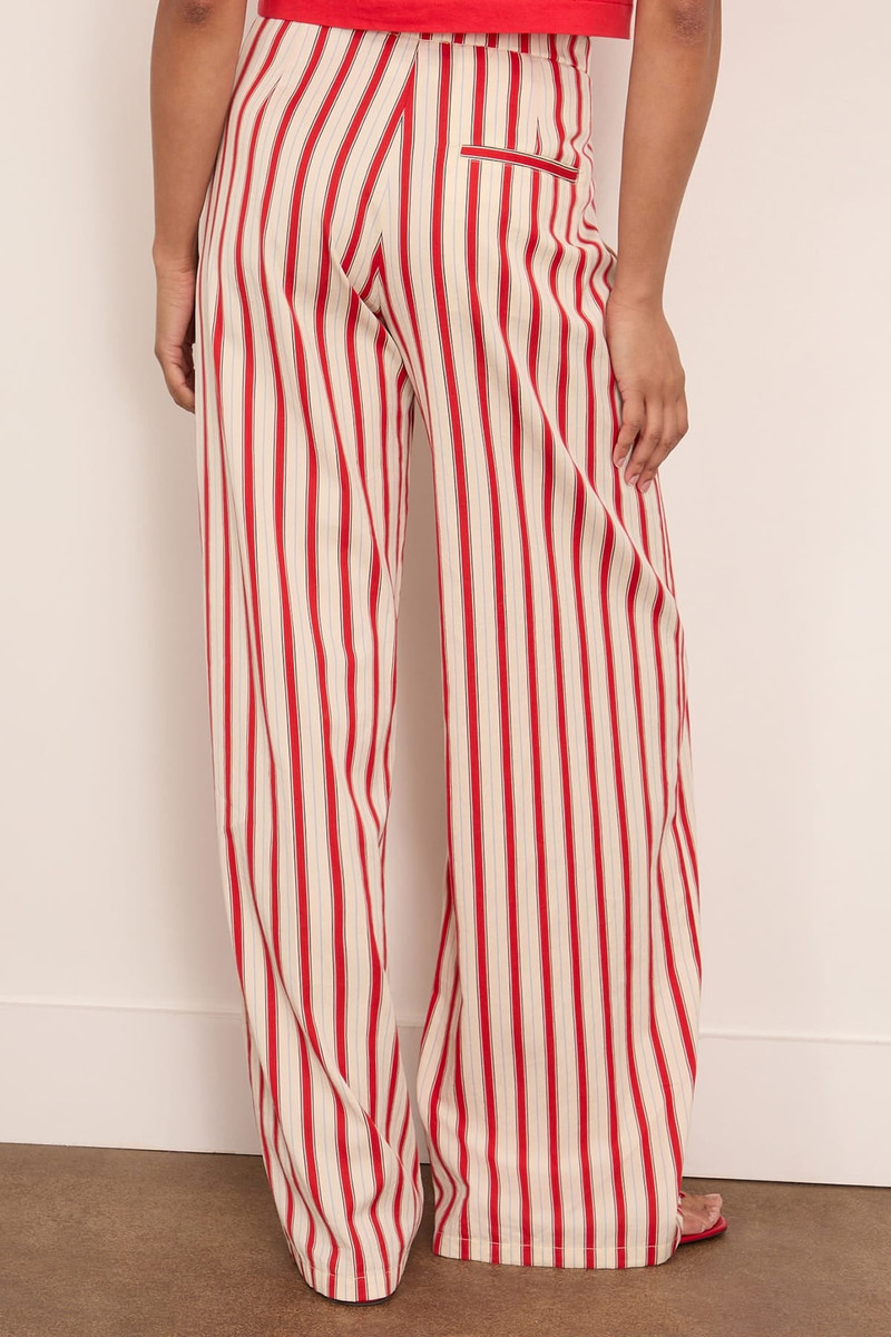 Cotton Pinstriped Pants in Rouge 4