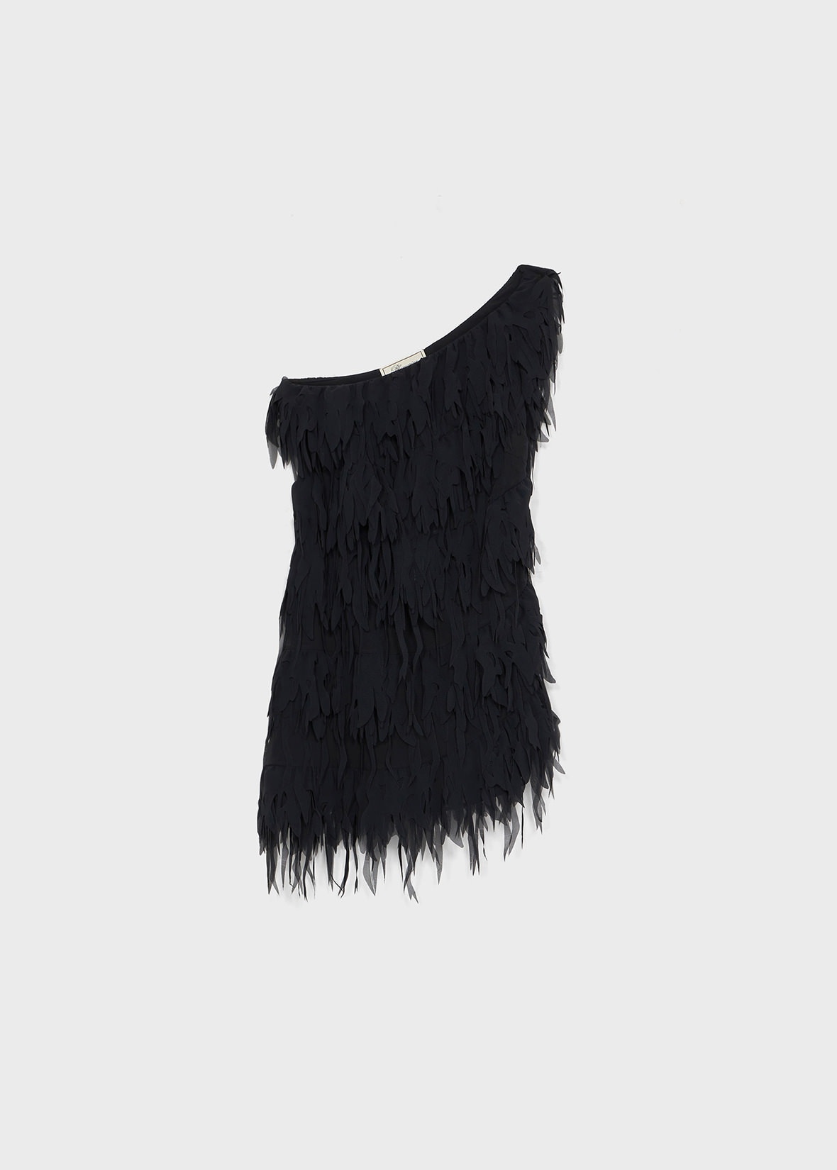 ASYMMETRIC DRESS IN GEORGETTE WITH FRINGES - 1