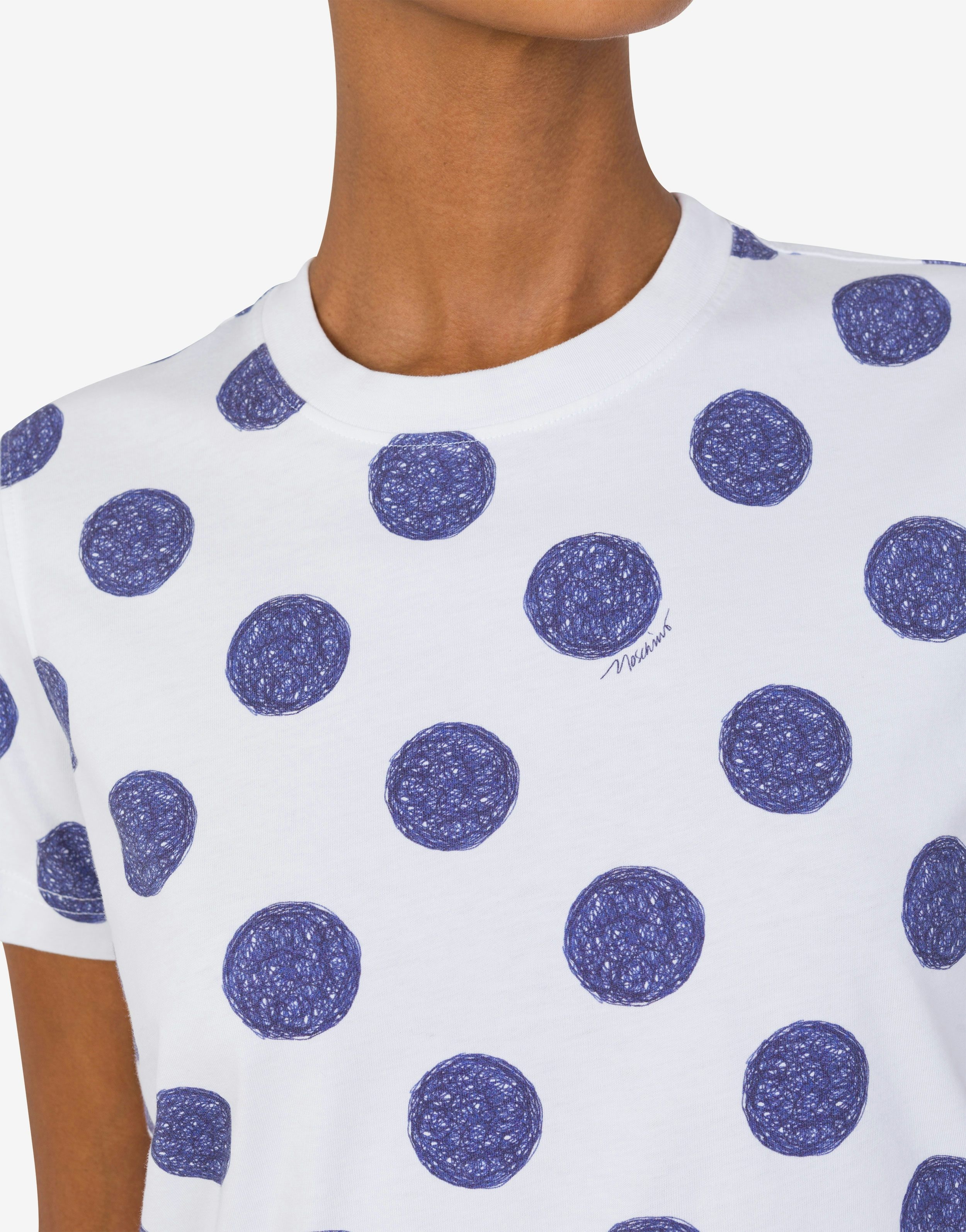 【送料&関税込】Moschino ballpoint Pen Polka Dots T-shirt Moschino ORGANIC JERSEY T-SHIRT BIRO POLKA DOTS | REVERSIBLE