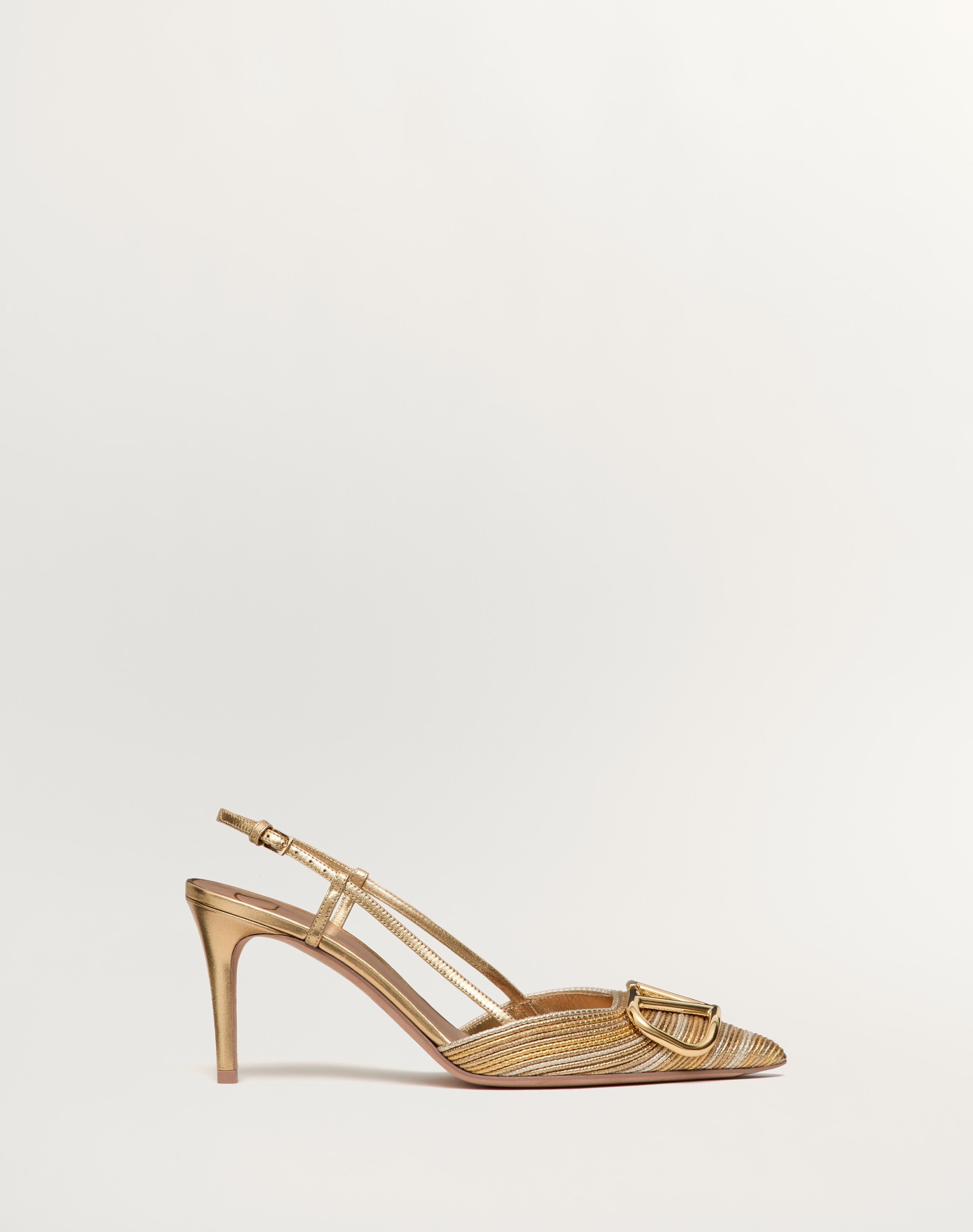 VLOGO SIGNATURE METALLIC SLINGBACK PUMPS WITH CORNELY EMBROIDERY 80MM - 1