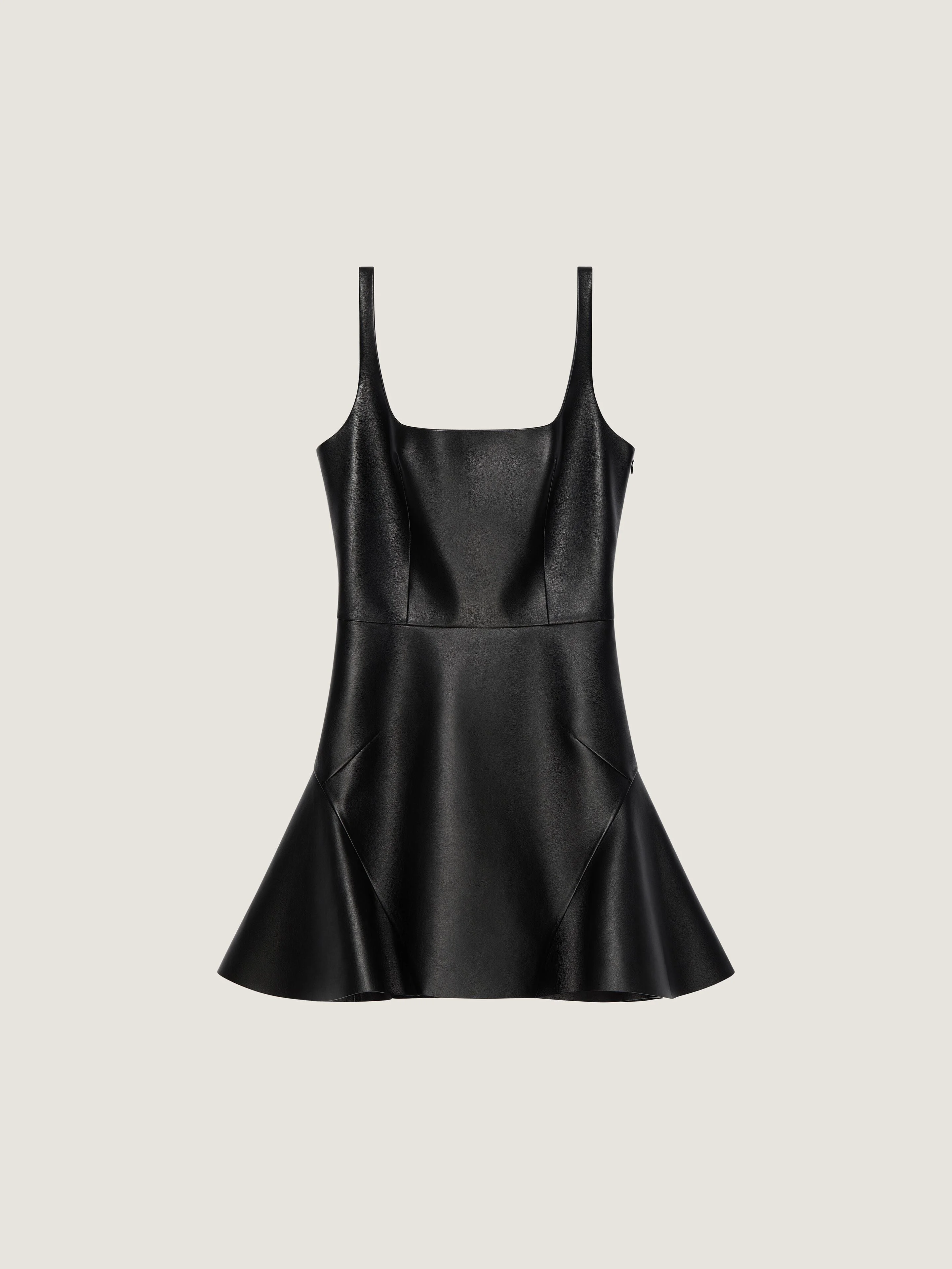 FLUTED MINI DRESS IN LEATHER - 1