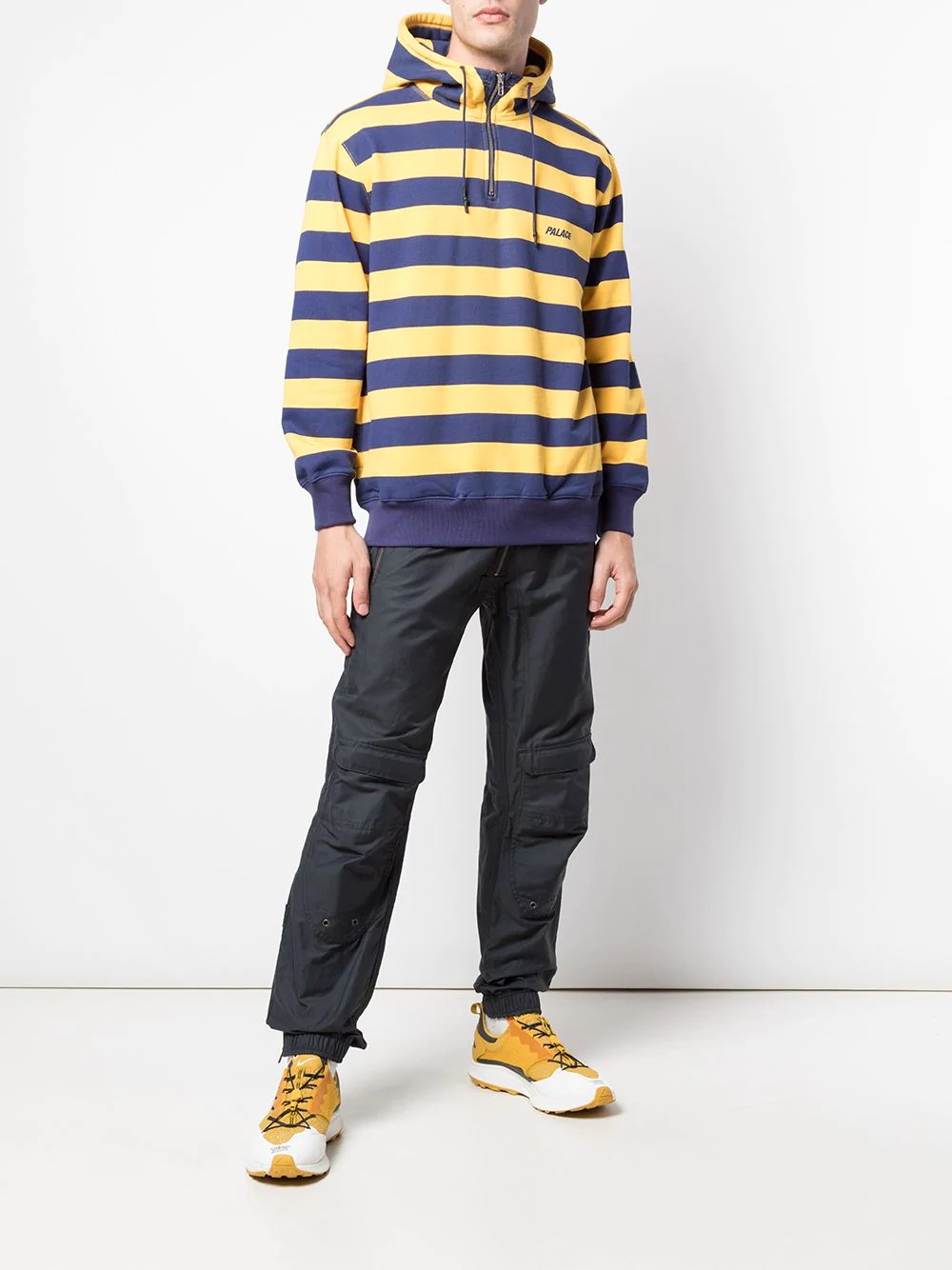 striped logo print hoodie - 2