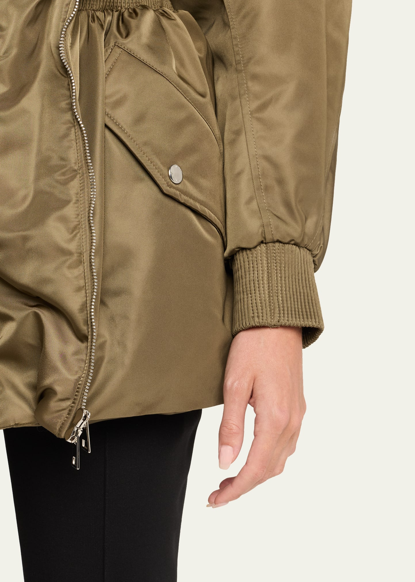 Dual-Zipper Shawl Collar Bomber Jacket - 5