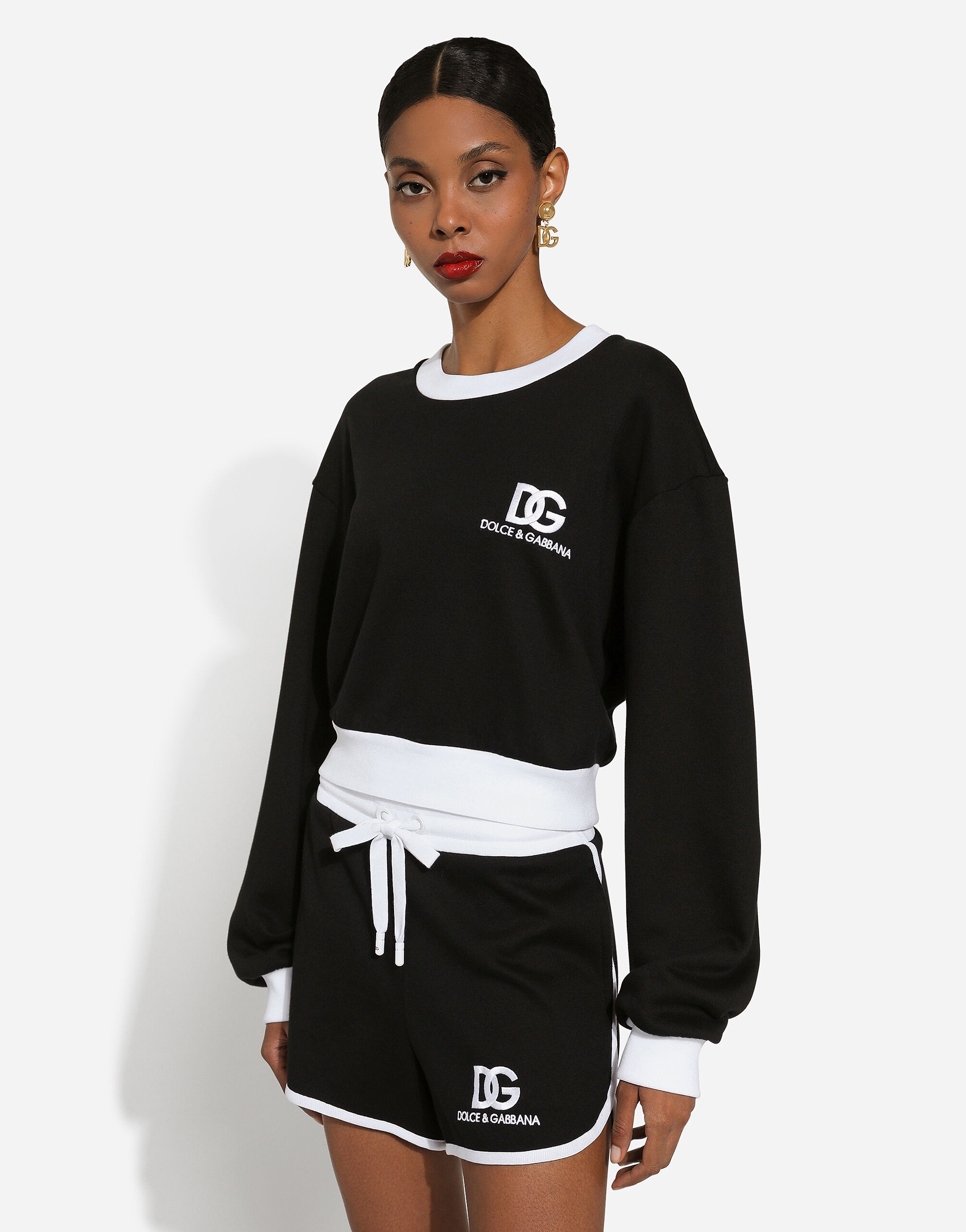 Jersey sweatshirt with DG logo embroidery - 4