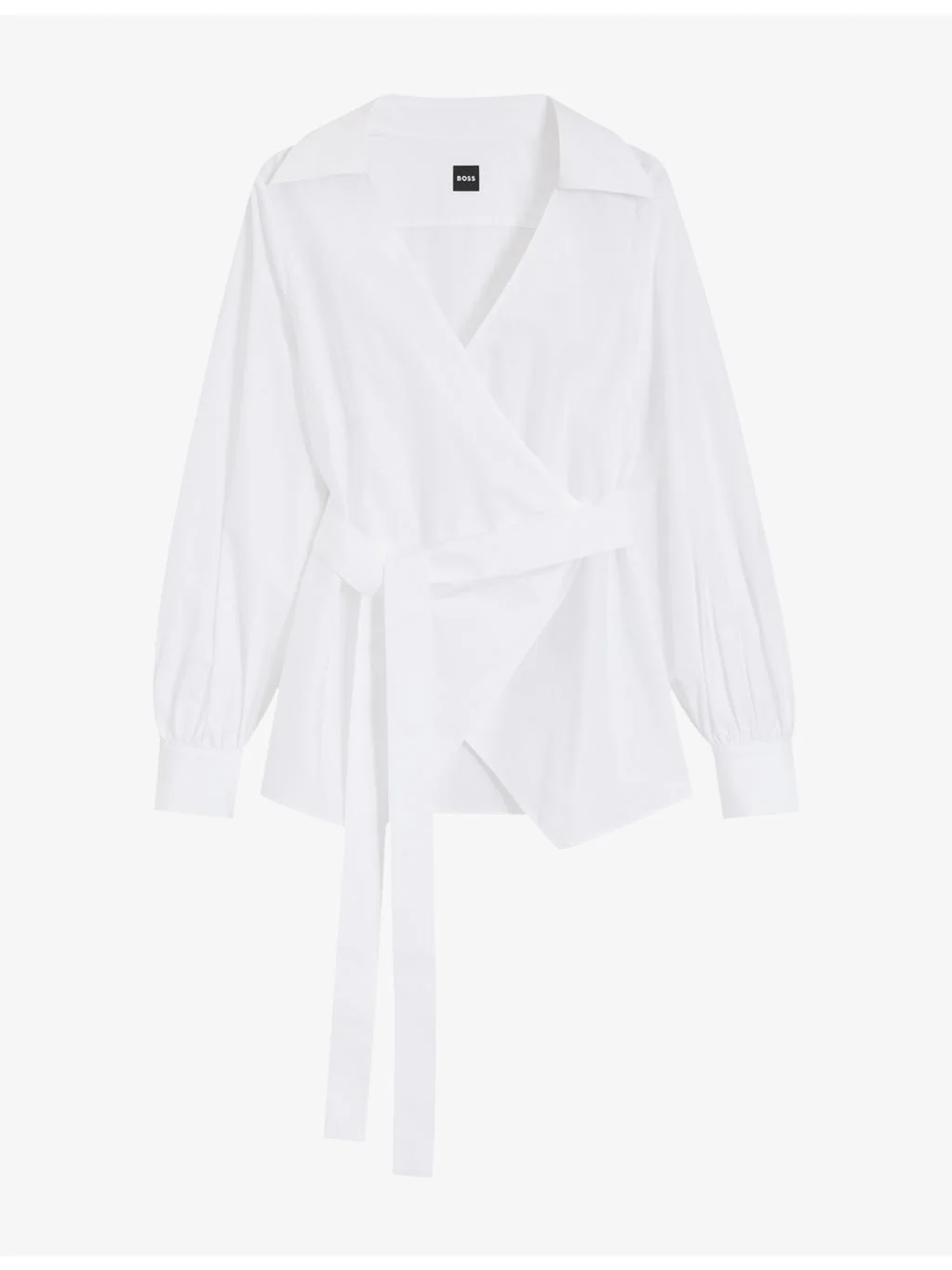 Wrap-Front Regular-Fit Cotton-Poplin Blouse - 1