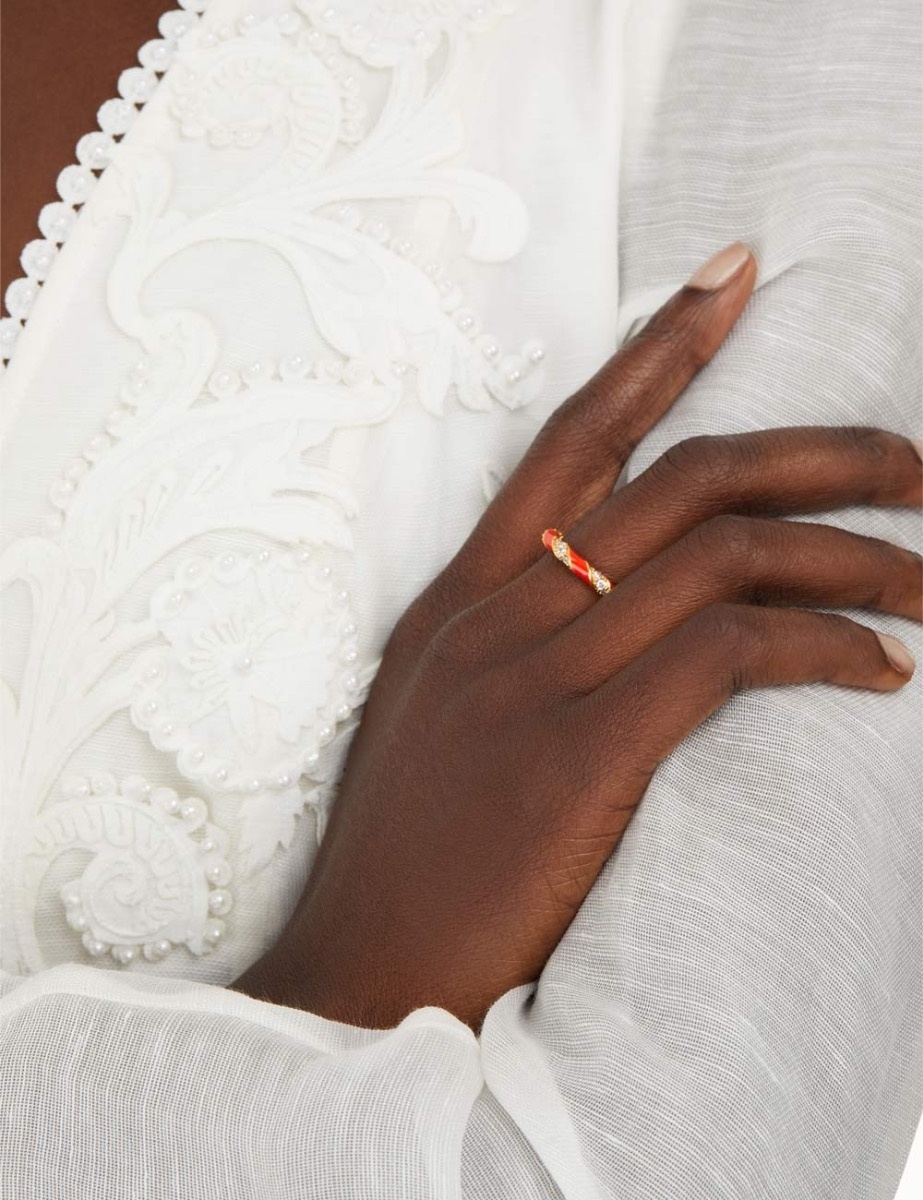 CANDY STRIPE PAVE RING - 2