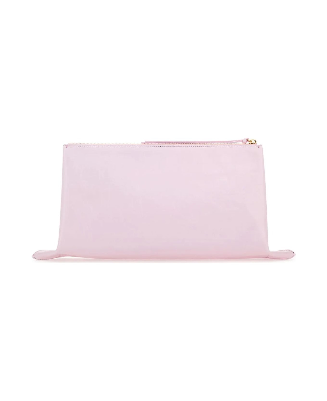 Pastel Pink Leather Medium Clutch - 3