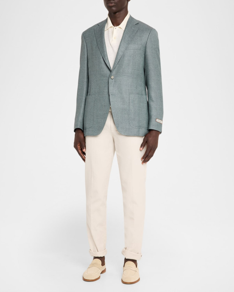 Canali Herringbone Wool-Blend Single-Breasted Blazer outlook