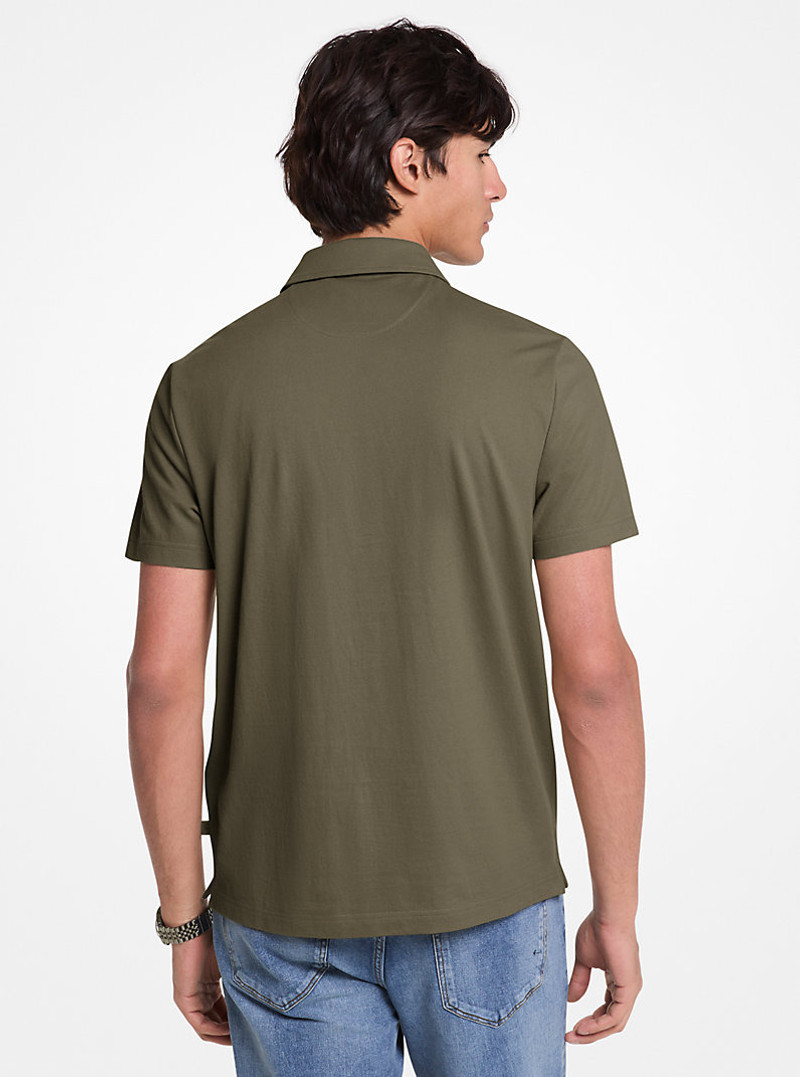 MICHAEL KORS Cotton Blend Piqué Zip-Up Polo Shirt outlook