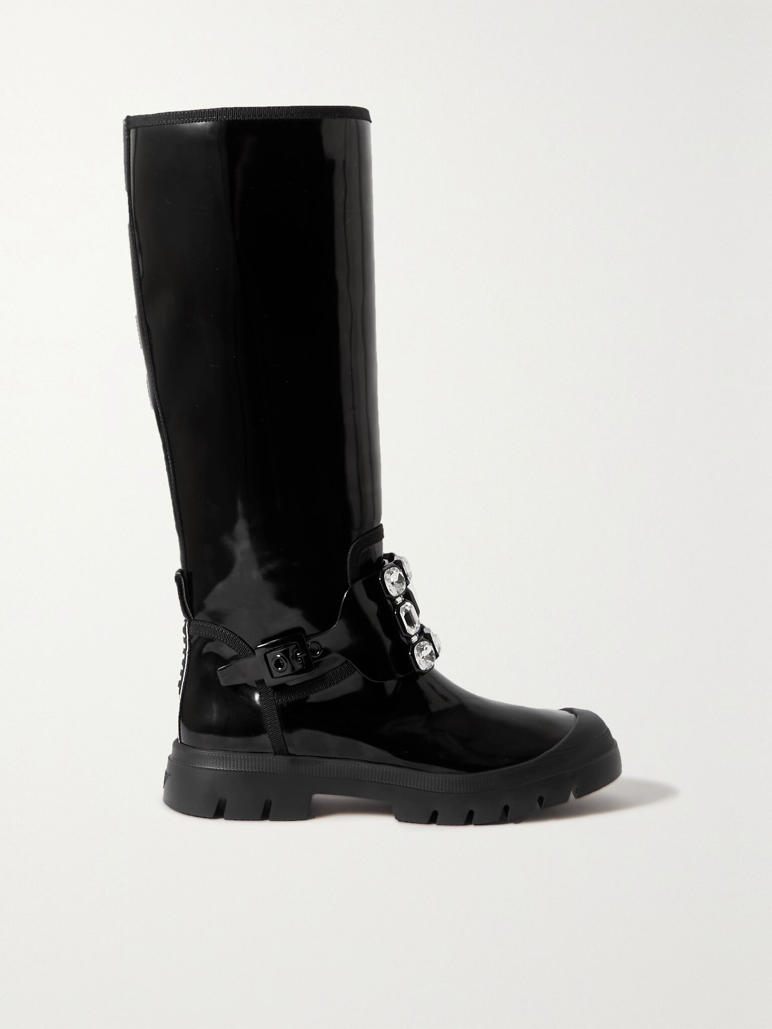 Walky Viv crystal-embellished patent-leather knee boots Black - 1