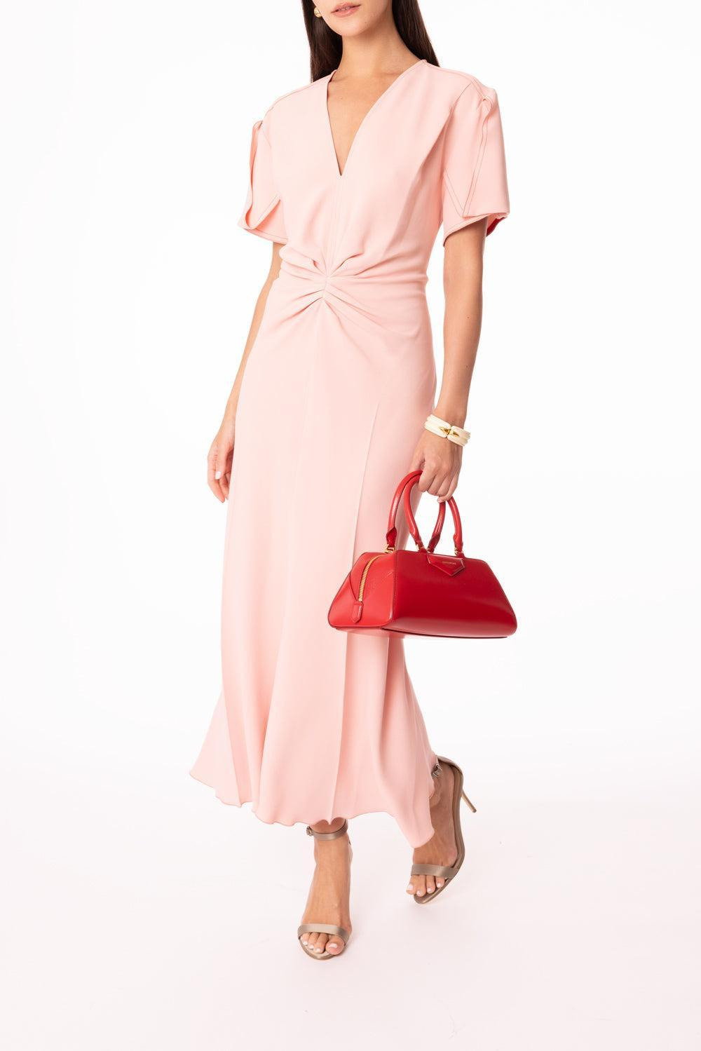 Gathered Midi Dress - Antique Pink - 2
