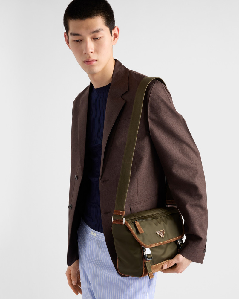 Medium Re-Nylon and suede shoulder bag 7