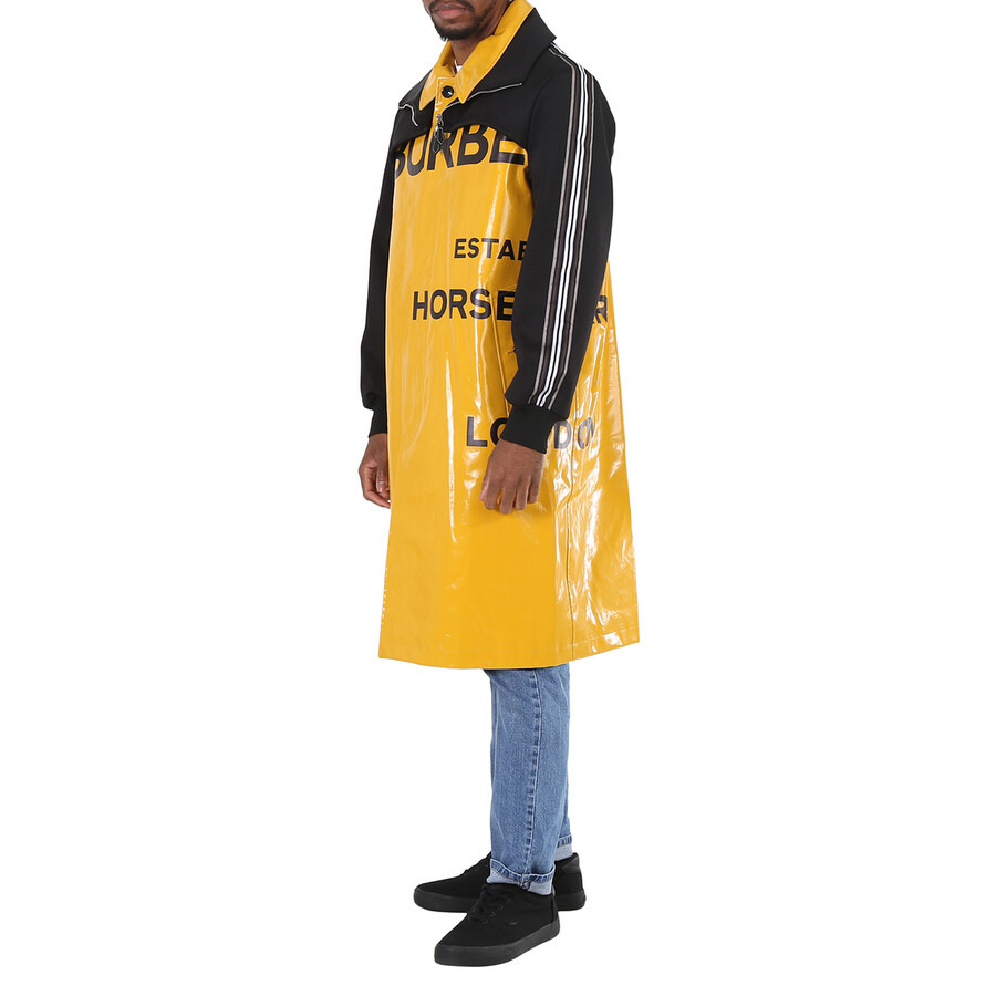 Open Box - Burberry Men's Yellow Norfolk Track Top Panel Horseferry Print Car Coat, Size Small - 6