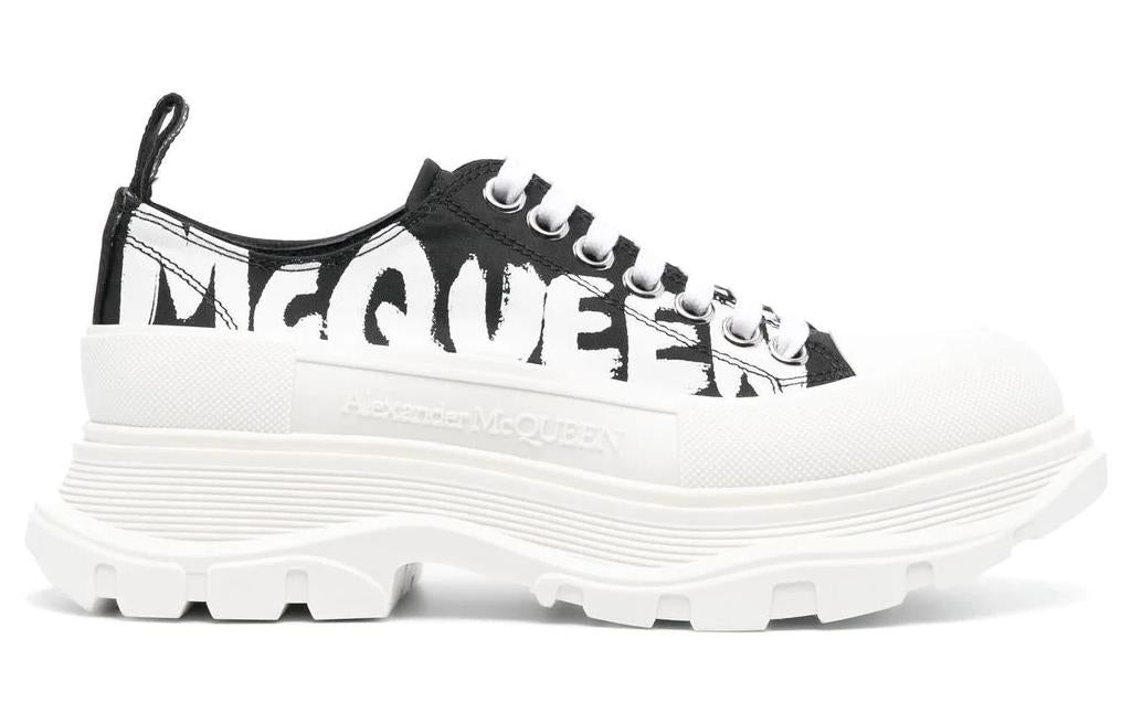 (WMNS) Alexander McQueen Tread Slick Low Lace Up Graffiti Shoes 'White Black' 708753W4RQ21041 - 2
