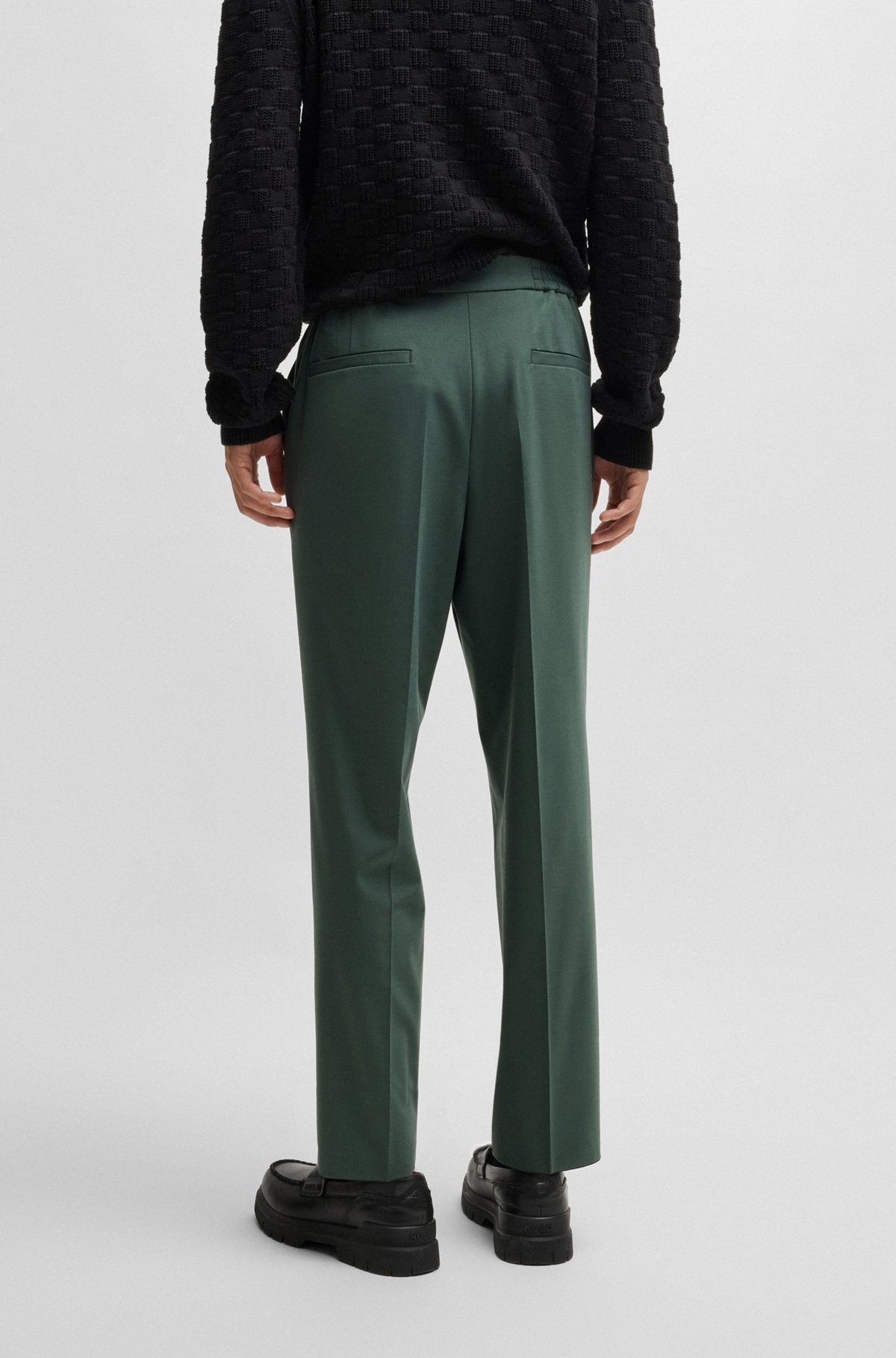 SLIM-FIT TROUSERS IN WOOL POPLIN - 4