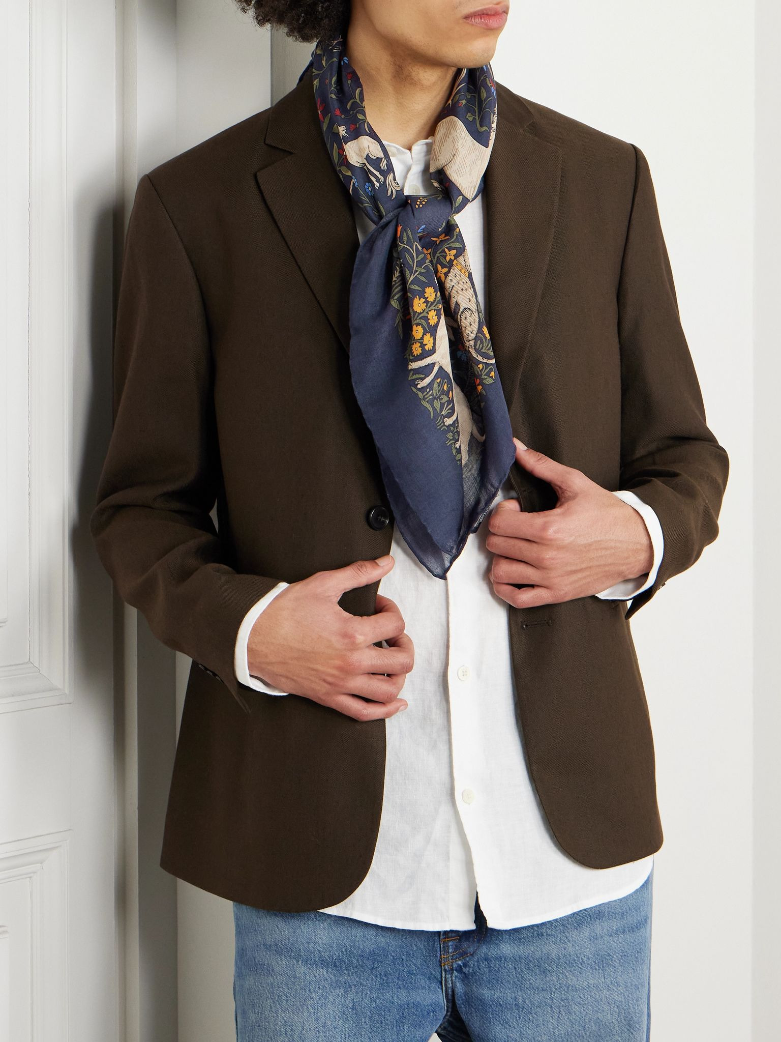 Wool and Silk-Blend Scarf Navy - 2