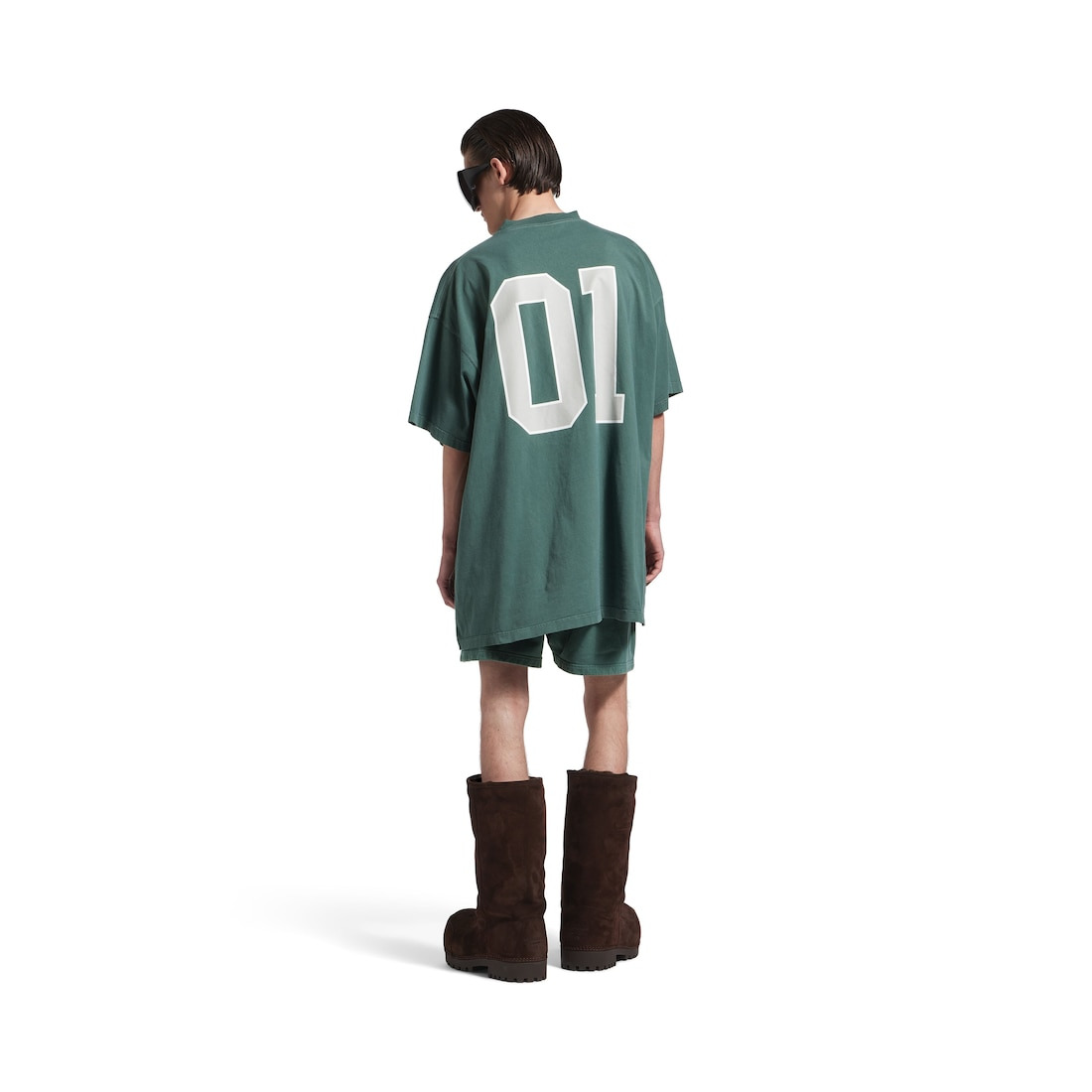 Men's Basketball Oversized T-shirt in Dark Green/light Green - 4