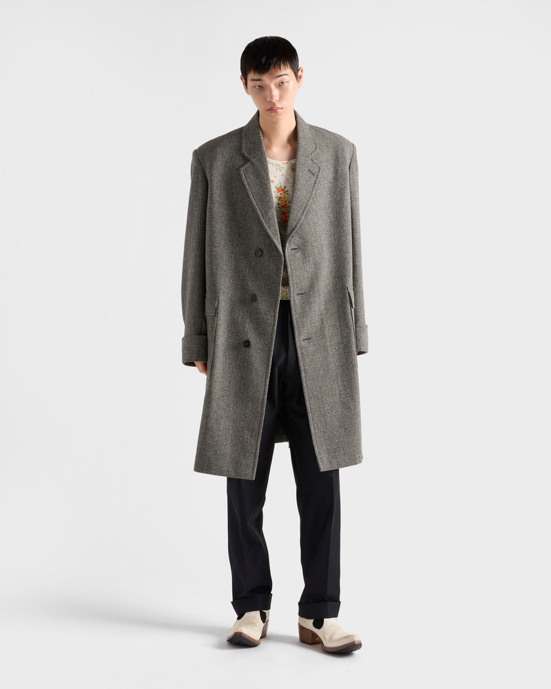 Prada Single-breasted houndstooth check wool coat outlook