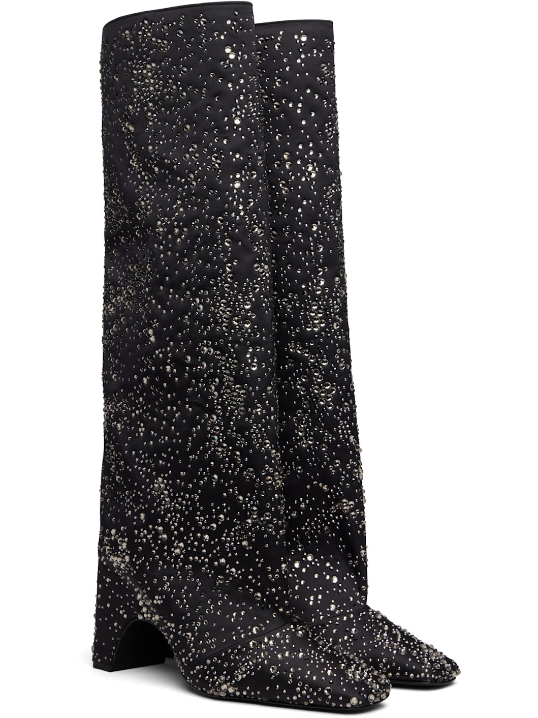 Black Crystal-Embellished Bridge Tall Boots - 4