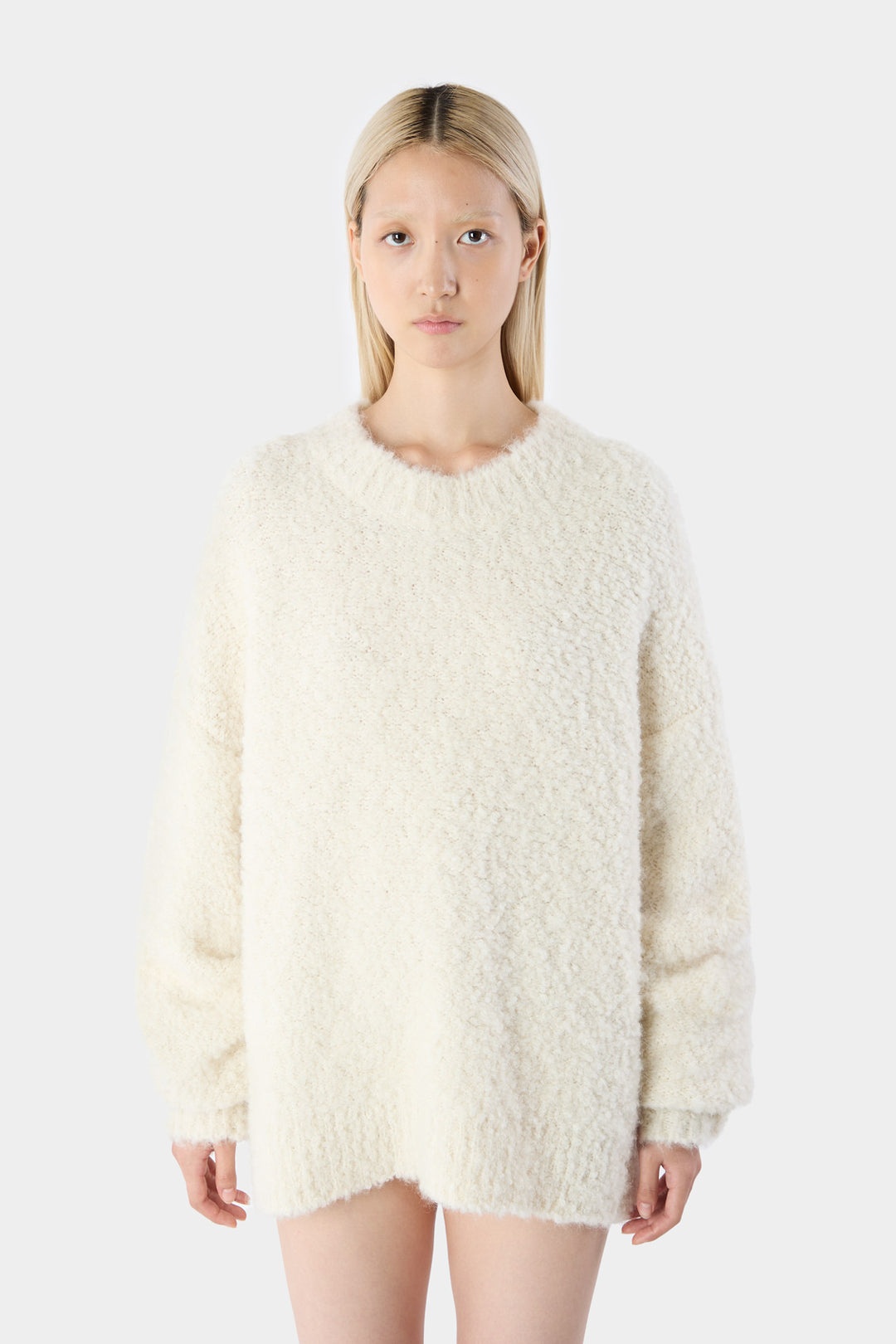 ASTRAKAN ROUND NECK SWEATER / cream - 2