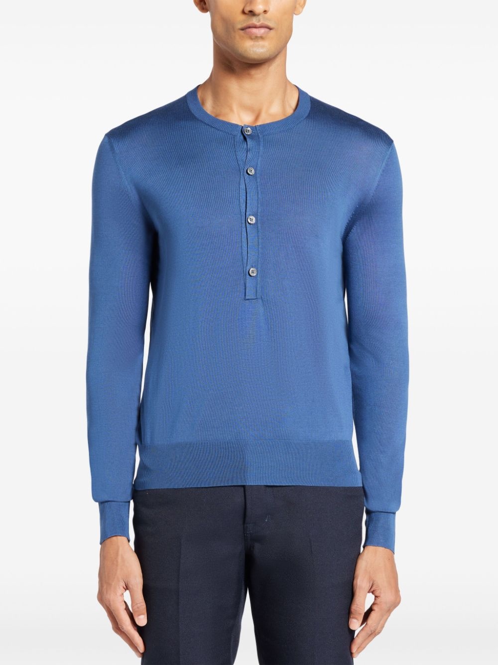 Henley knitted silk top - 3