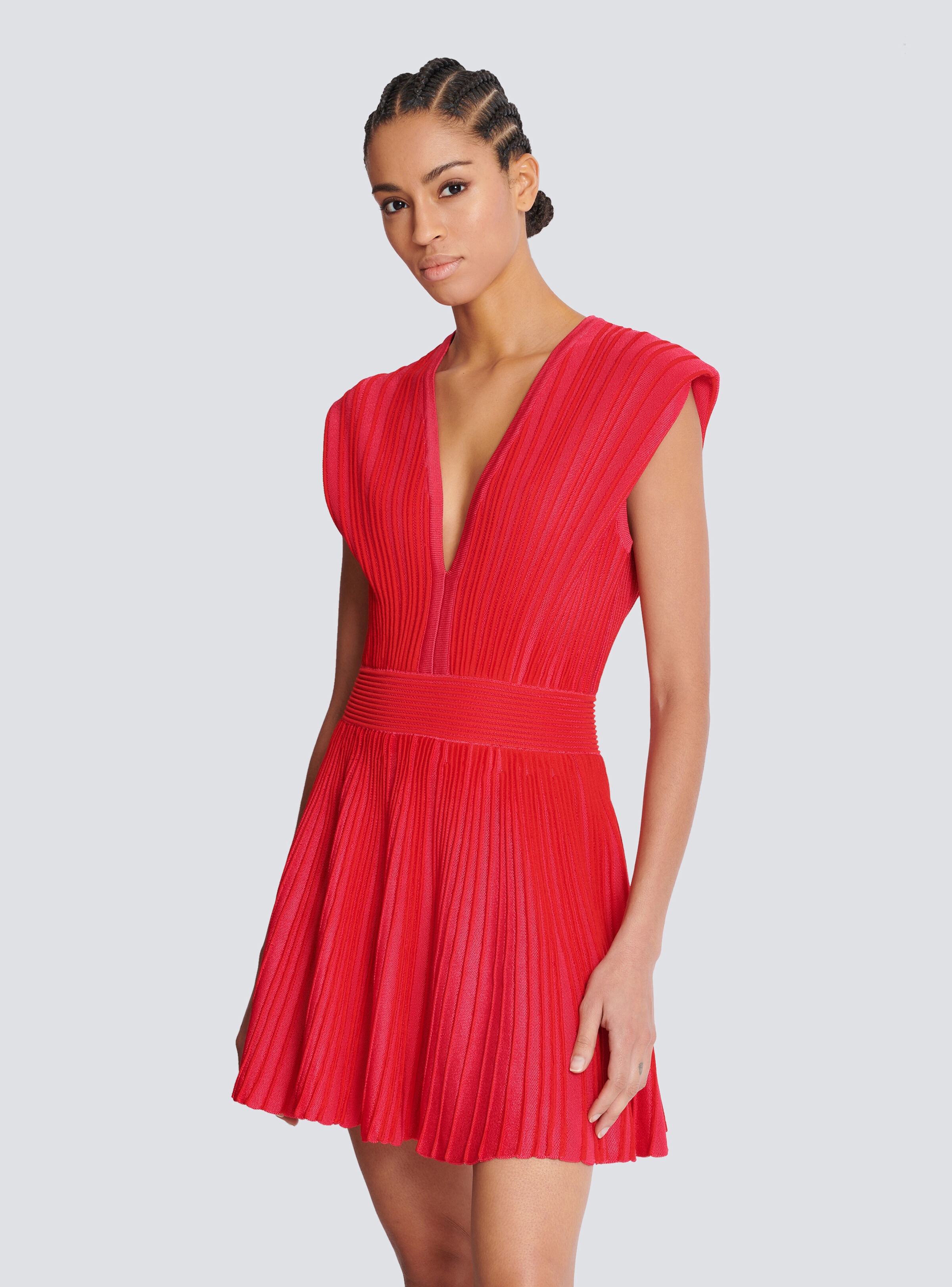 Two-tone flared knit dress - 7