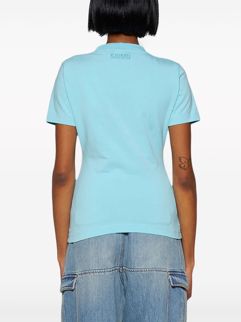 rhinestone-logo crew neck T-shirt - 5