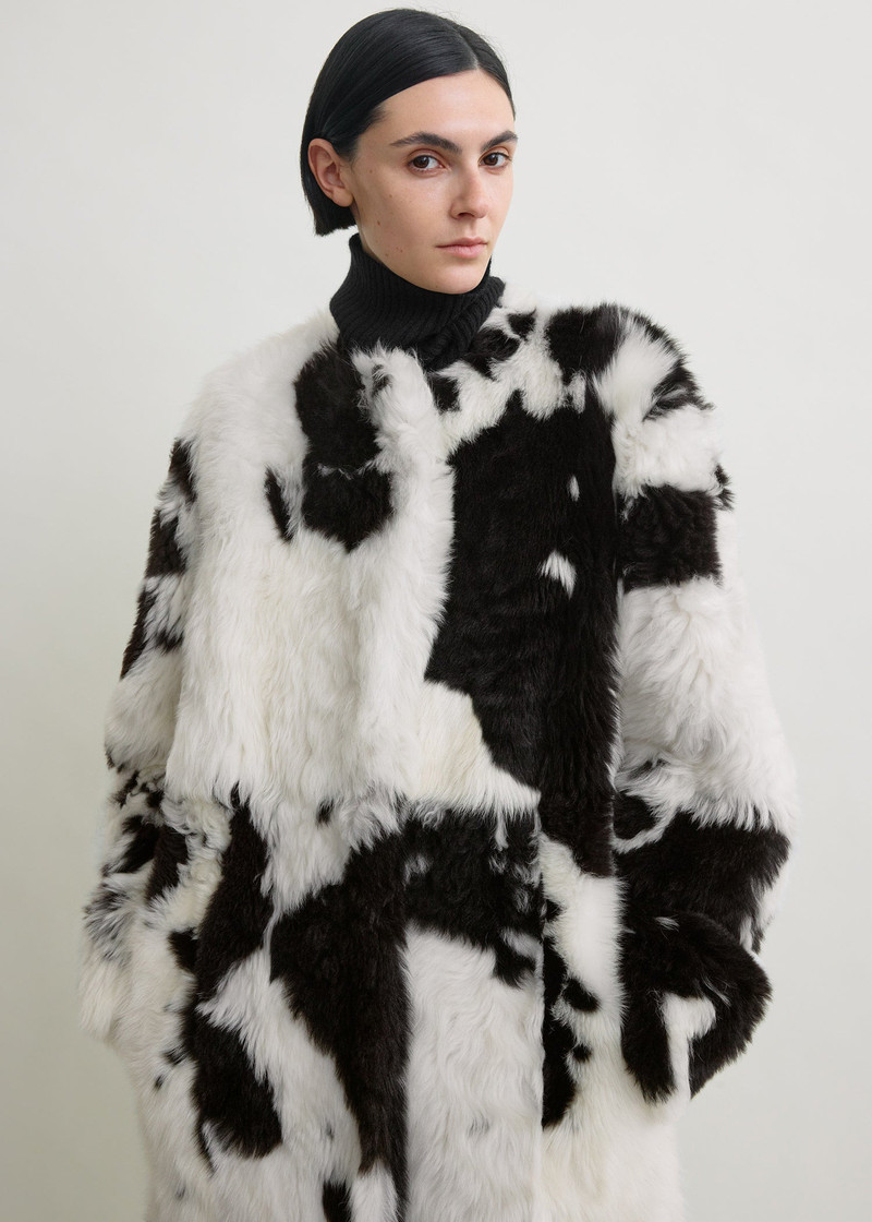 Monochrome shearling coat black/white 5