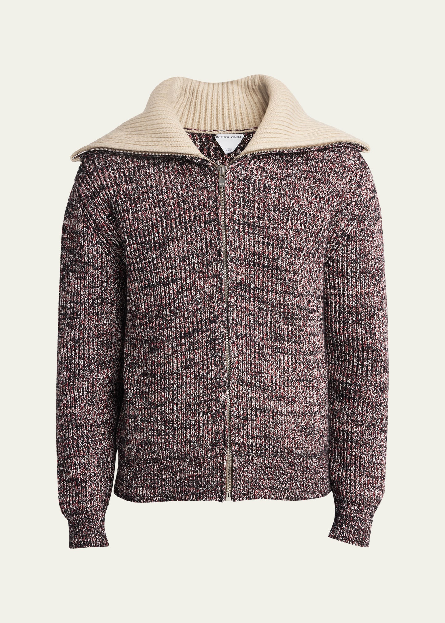 Men's Melange Sailor Collar Zip Sweater - 1