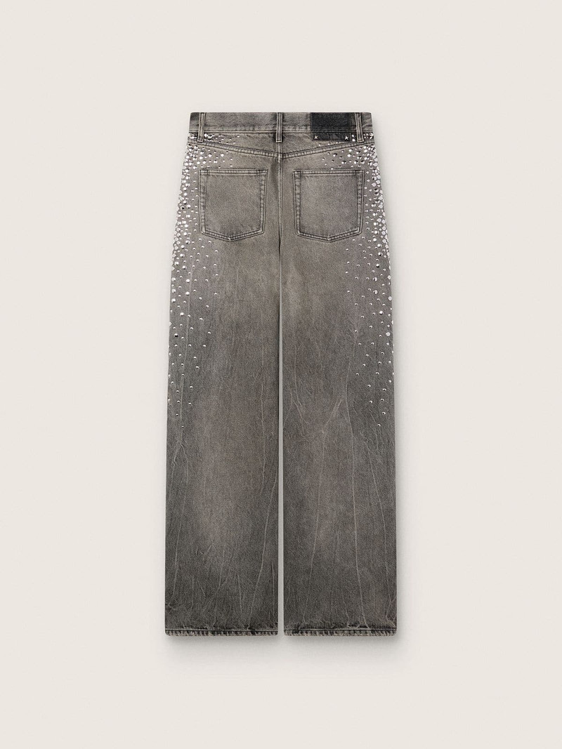 Golden Goose Women's boyfriend jeans in gray denim with silver gradient-effect studs outlook