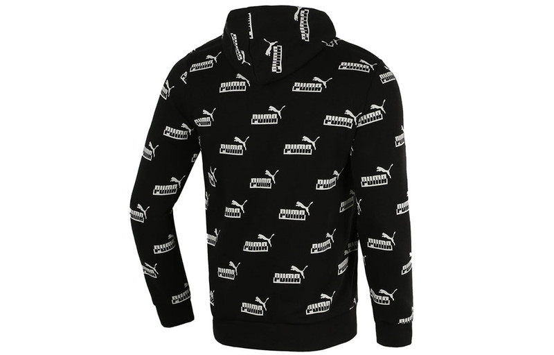 PUMA PUMA Logo Printed Casual Sports Hooded Sweater Men's Black 588803-01 outlook