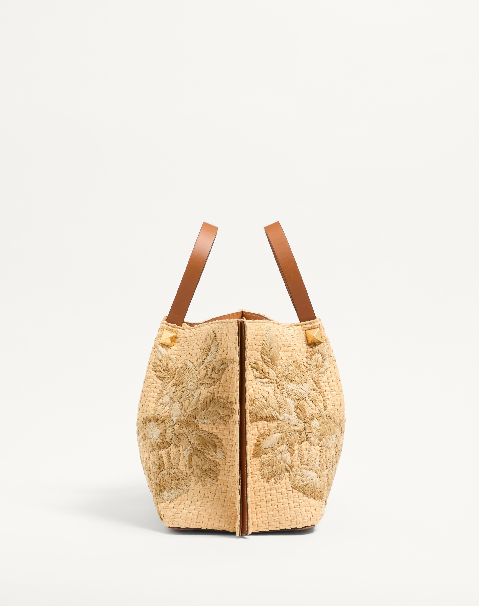 MEDIUM SHOPPING BAG IN SYNTHETIC RAFFIA WITH FLORAL EMBROIDERY - 4