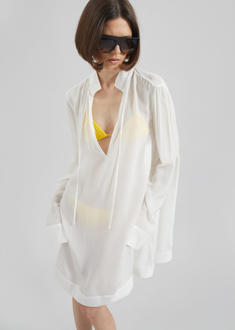Nazare Fluid Shirt Dress - White 2