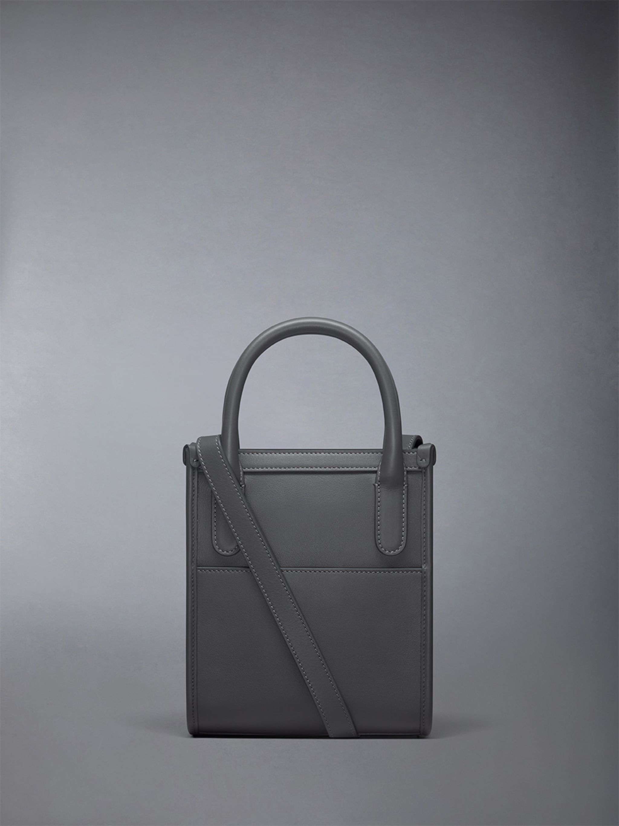 Vertical Mini Tote W/ 4 Bar Stripes in Smooth Calf - 3
