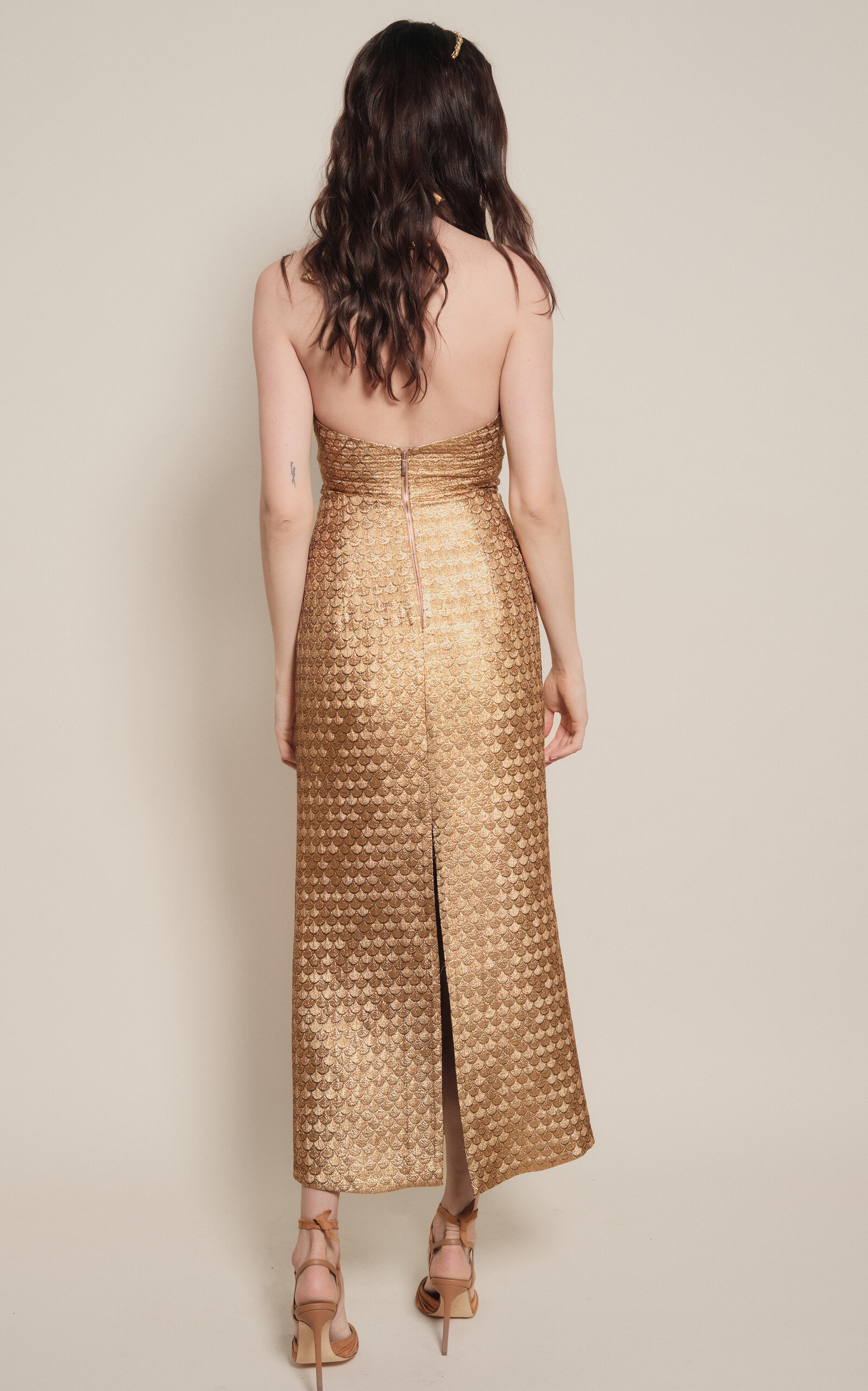 Jacquard Elegant Expedition Midi Dress gold - 4