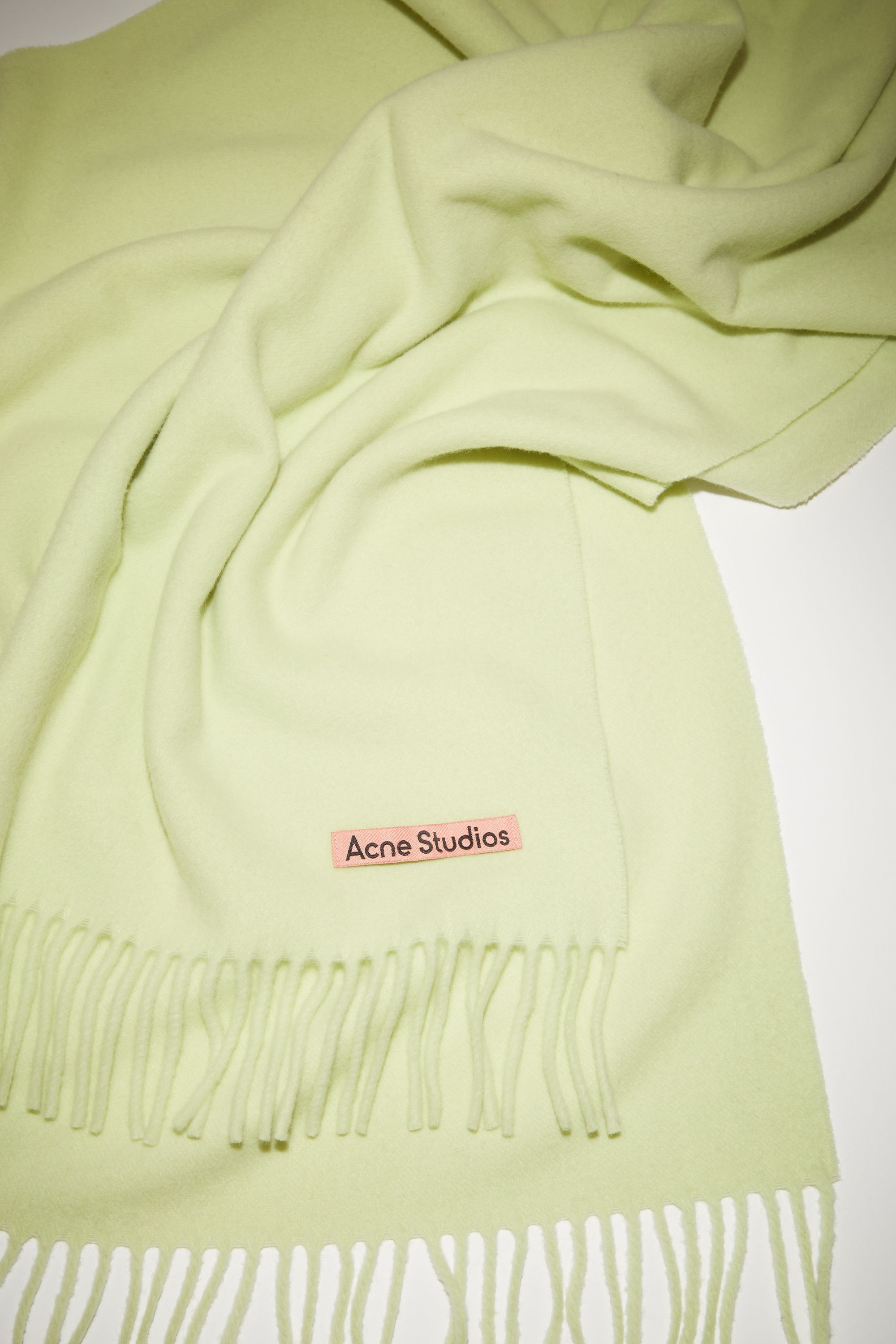 Fringe wool scarf - oversized - Pale green - 4