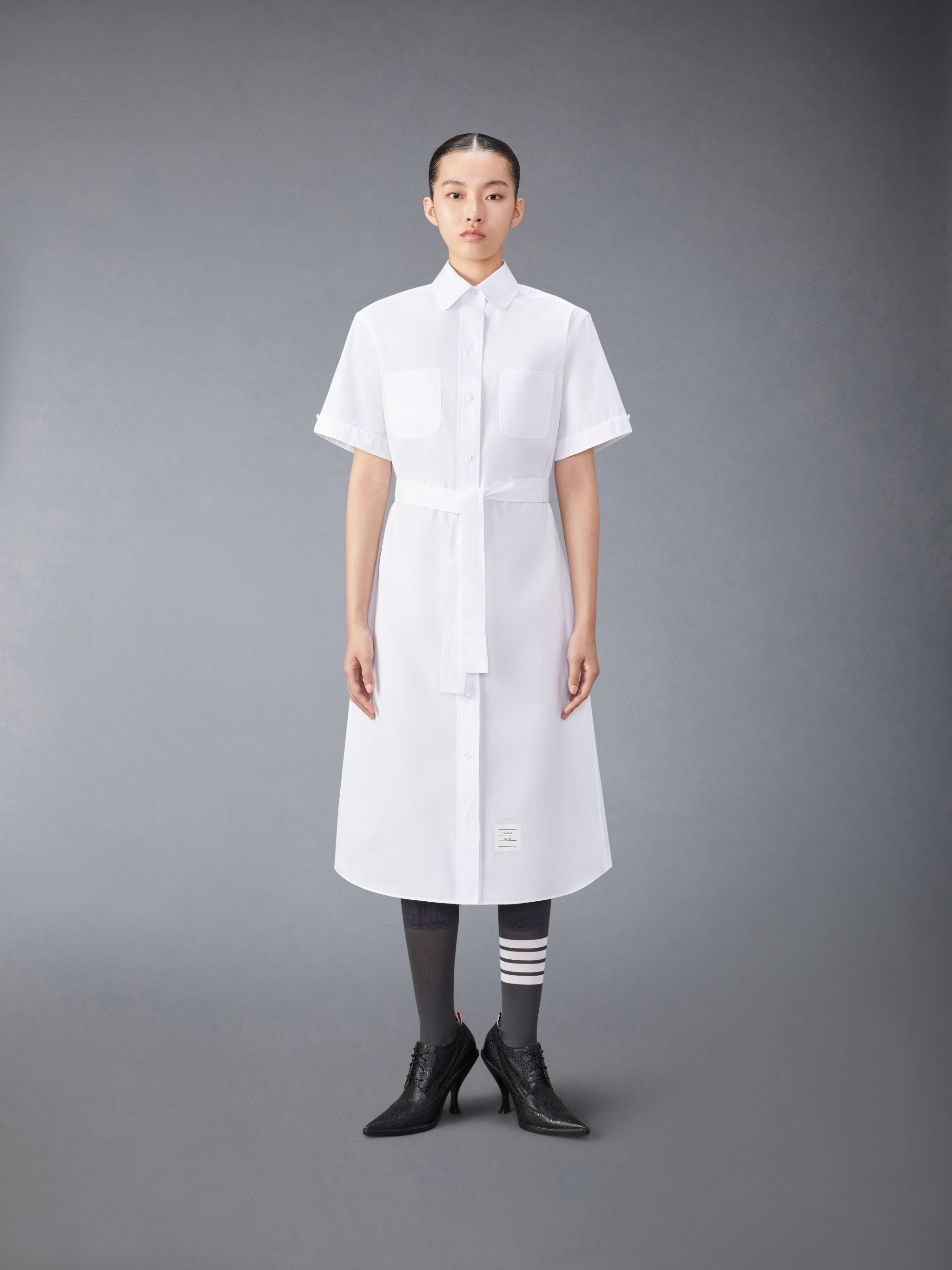 cotton midi shirt dress - 1