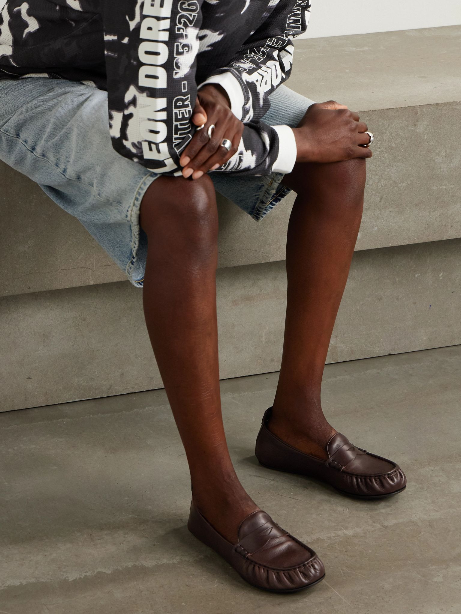 Textured-leather loafers Chocolate - 2