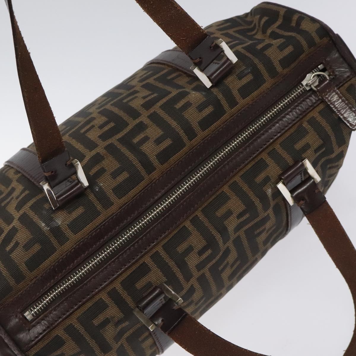 FENDI Zucca Canvas Hand Bag Brown Black - 6