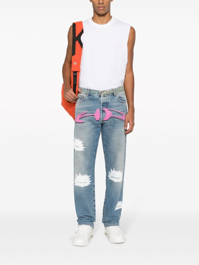 Heron Preston logo-print straight-leg jeans outlook