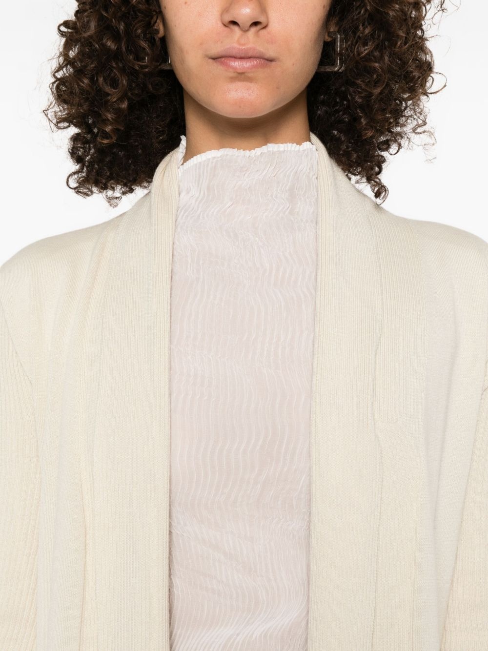 ribbed open-front cardigan - 5
