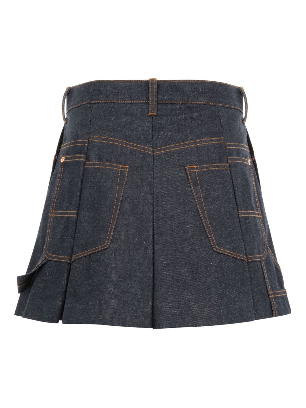 pleated denim shorts - 2